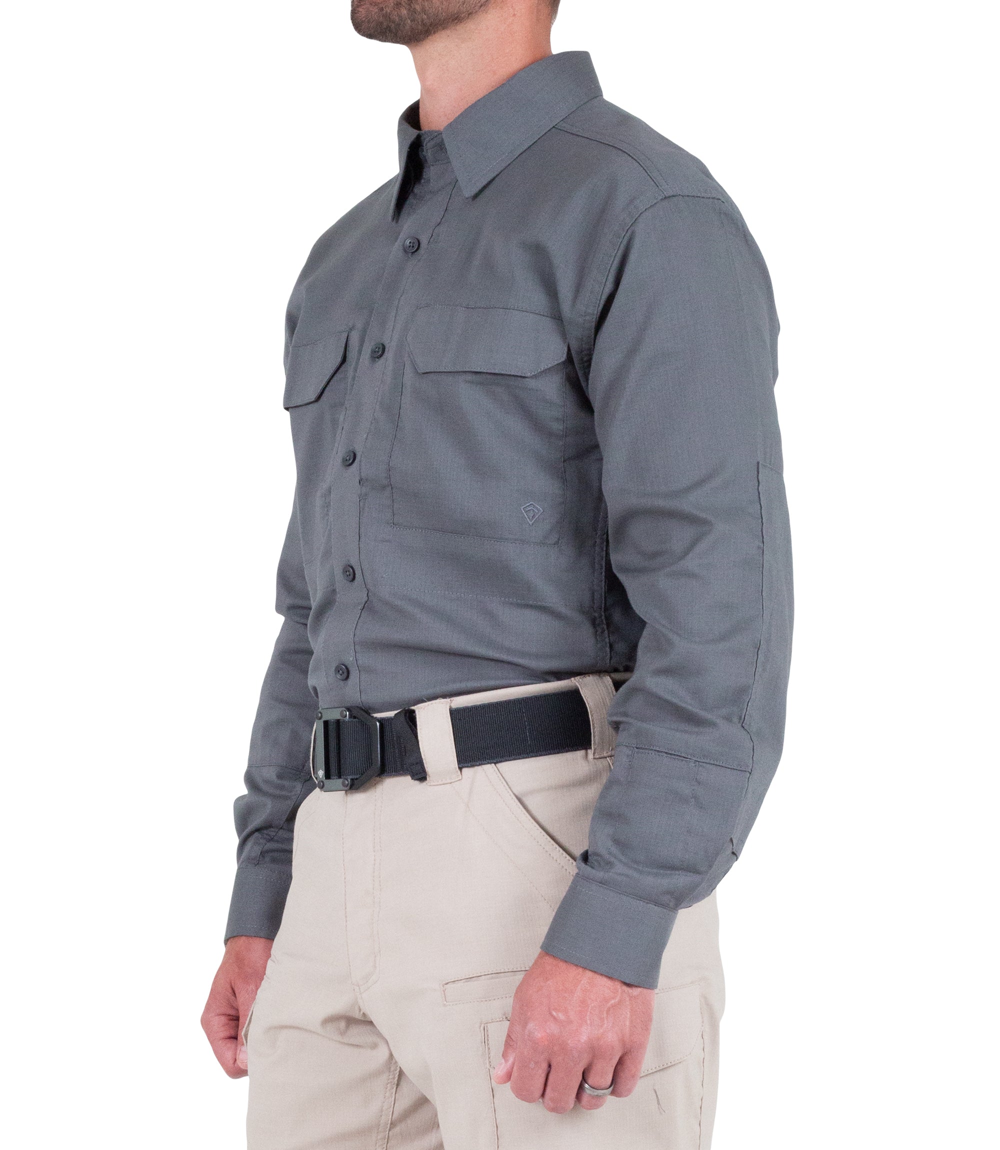 Side of Men's V2 Tactical Long Sleeve Shirt in Wolf Grey |color_wolf grey