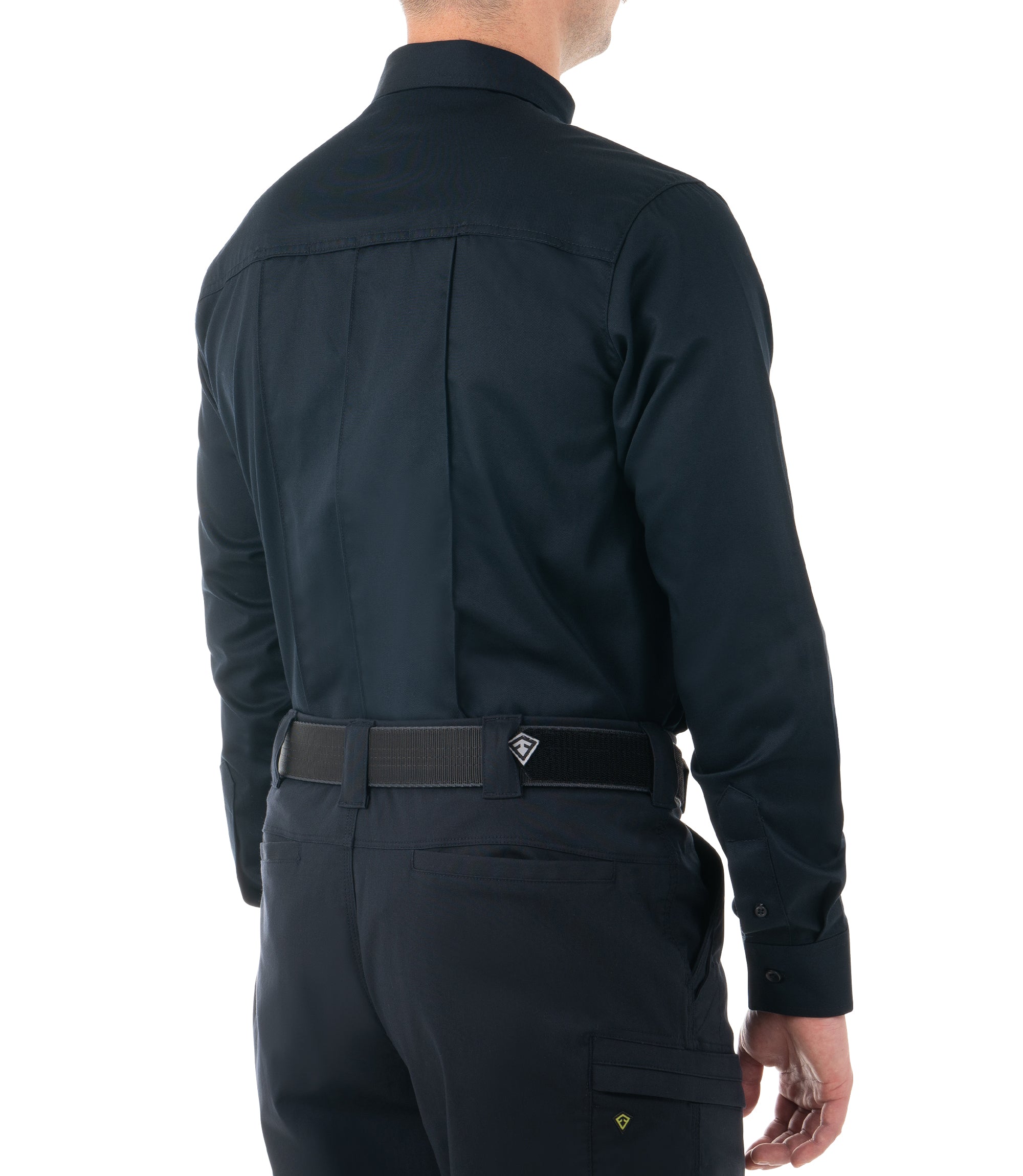 Side of Men's Cotton Station Long Sleeve Shirt in Midnight Navy |color_midnight navy