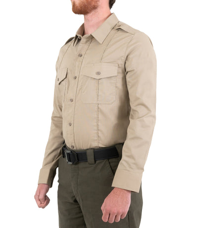 Side of Men's Pro Duty Uniform Shirt in Silver Tan