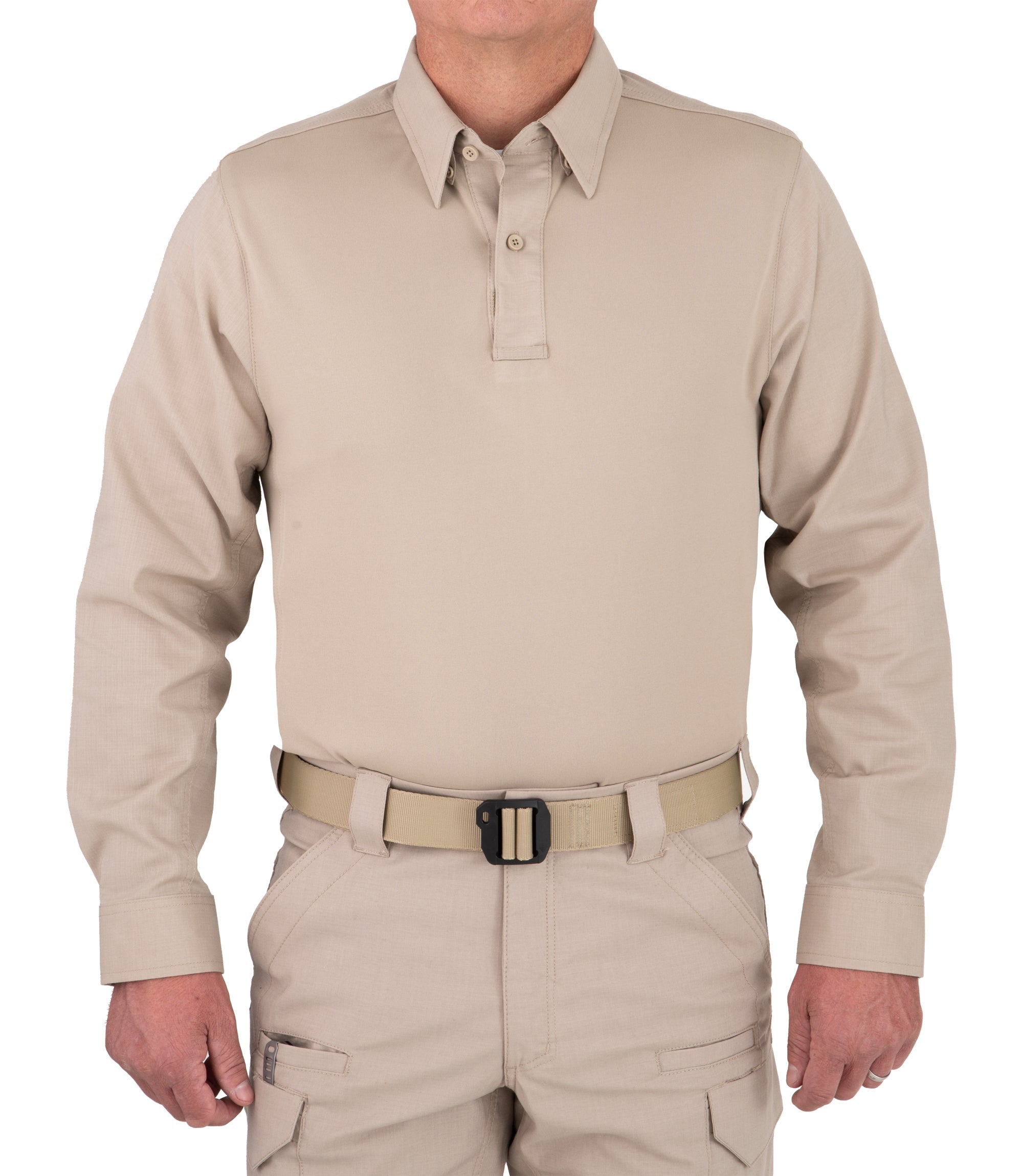 Front of Men's V2 Pro Performance Shirt in Khaki |color_khaki