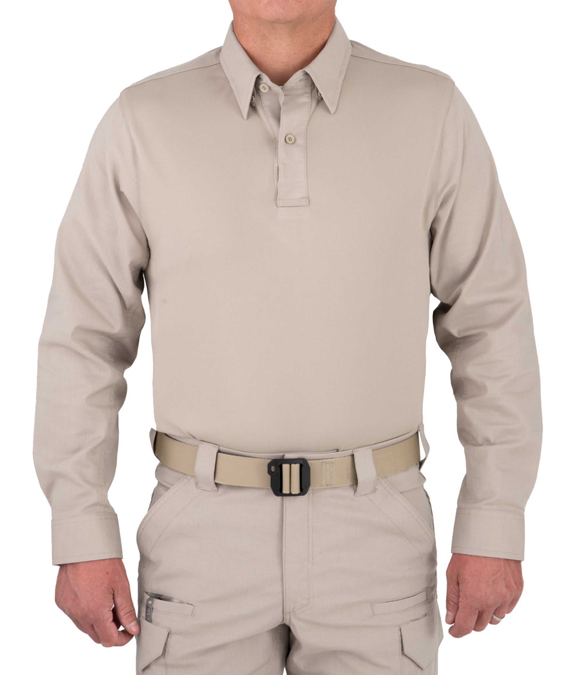 Front of Men's V2 Pro Performance Shirt in Silver Tan |color_silver tan