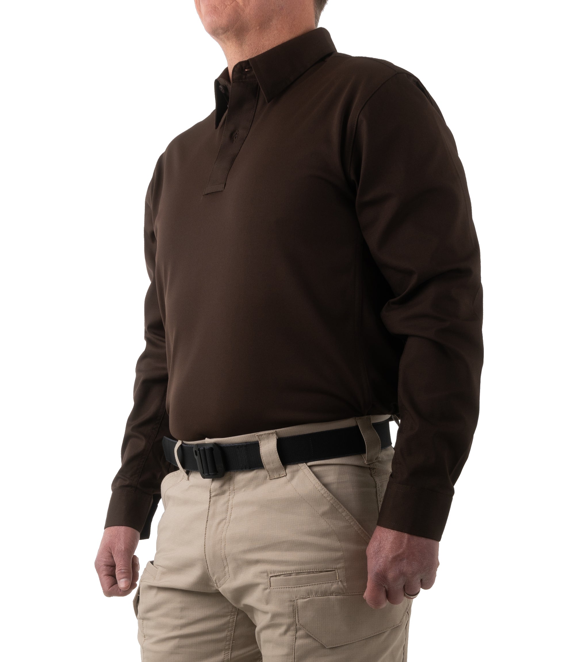 Side of Men's V2 Pro Performance Shirt in Kodiak Brown |color_kodiak brown