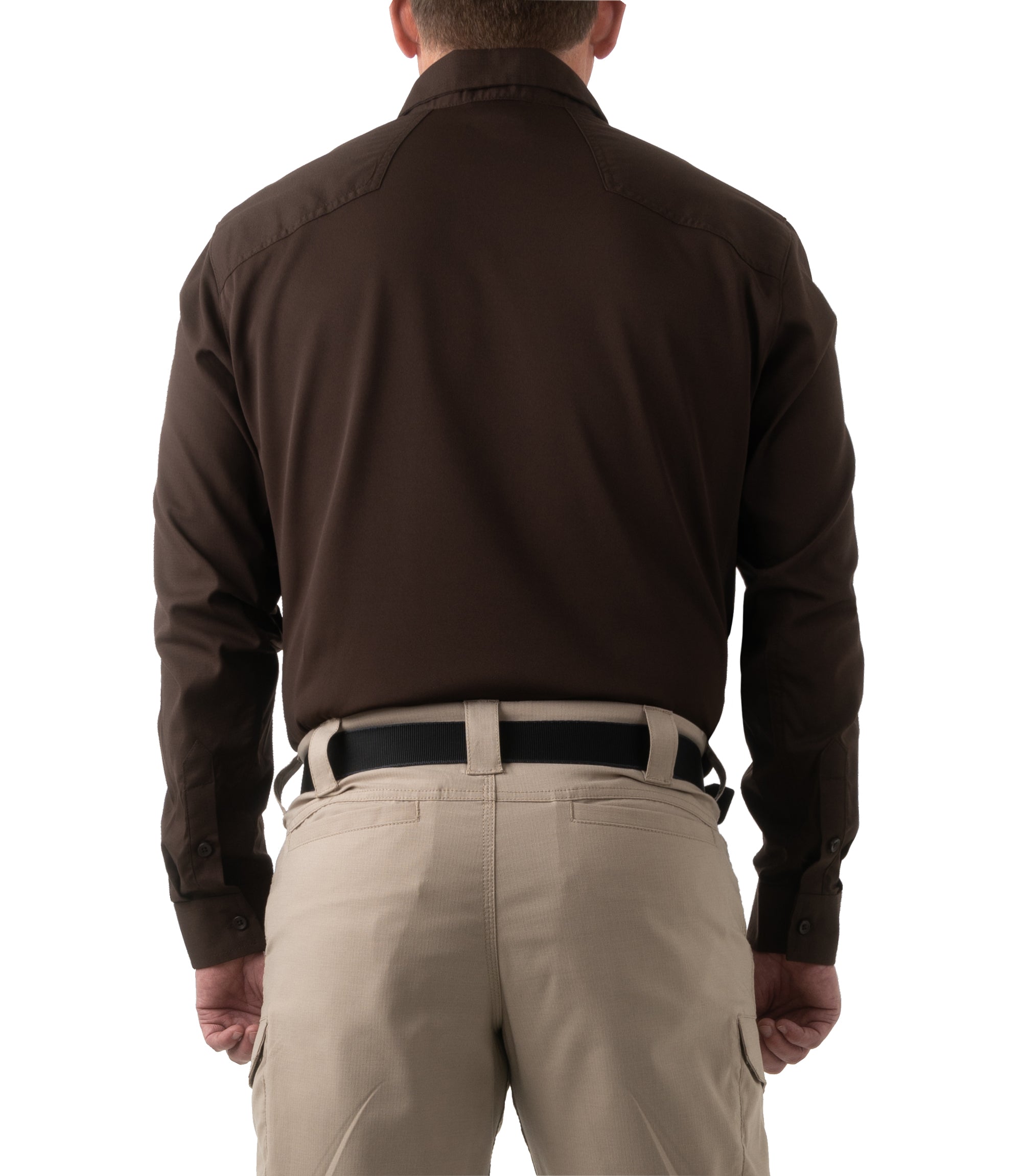 Back of Men's V2 Pro Performance Shirt in Kodiak Brown |color_kodiak brown