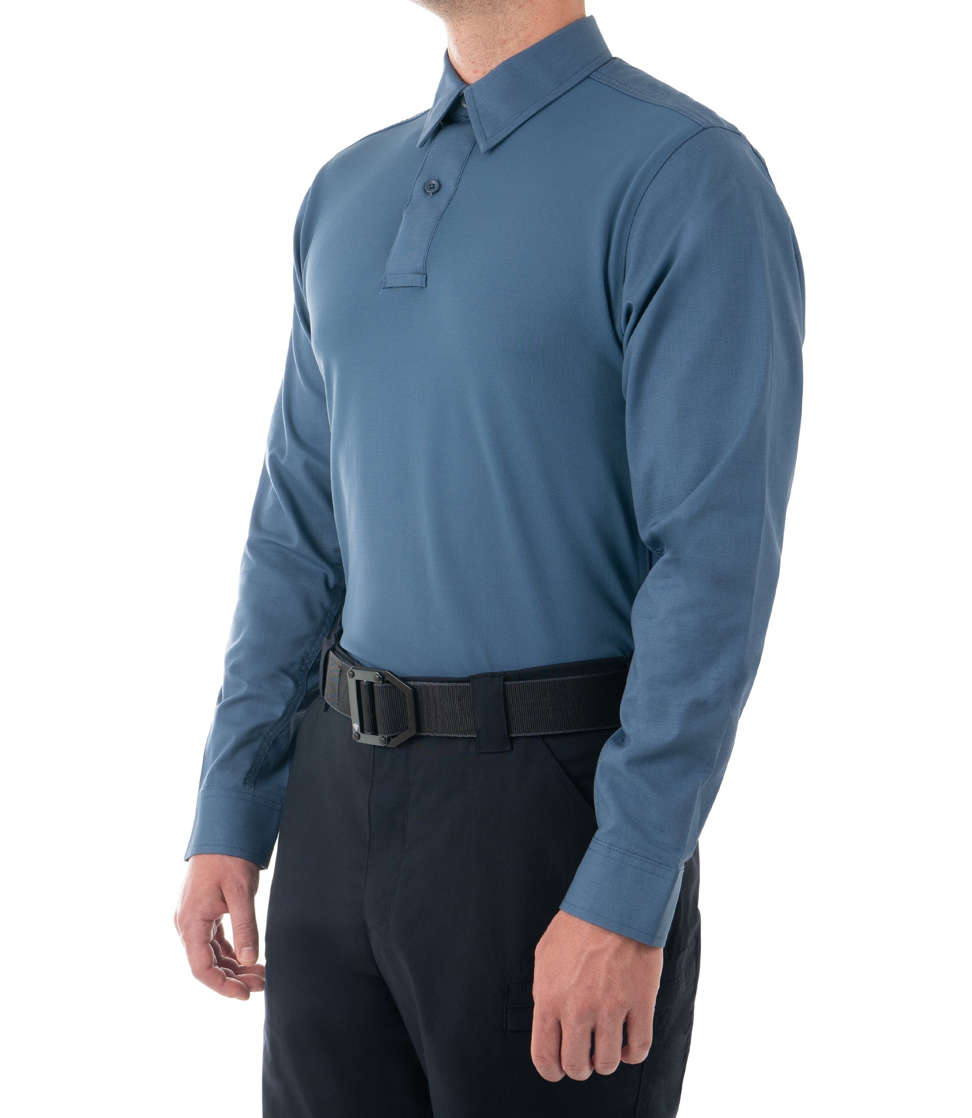 Side of Men's V2 Pro Performance Shirt in French Blue |color_french blue