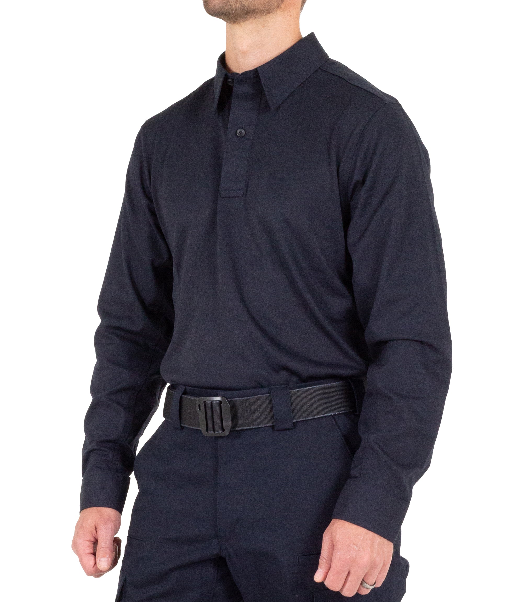 Side of Men's V2 Pro Performance Shirt in Midnight Navy |color_midnight navy