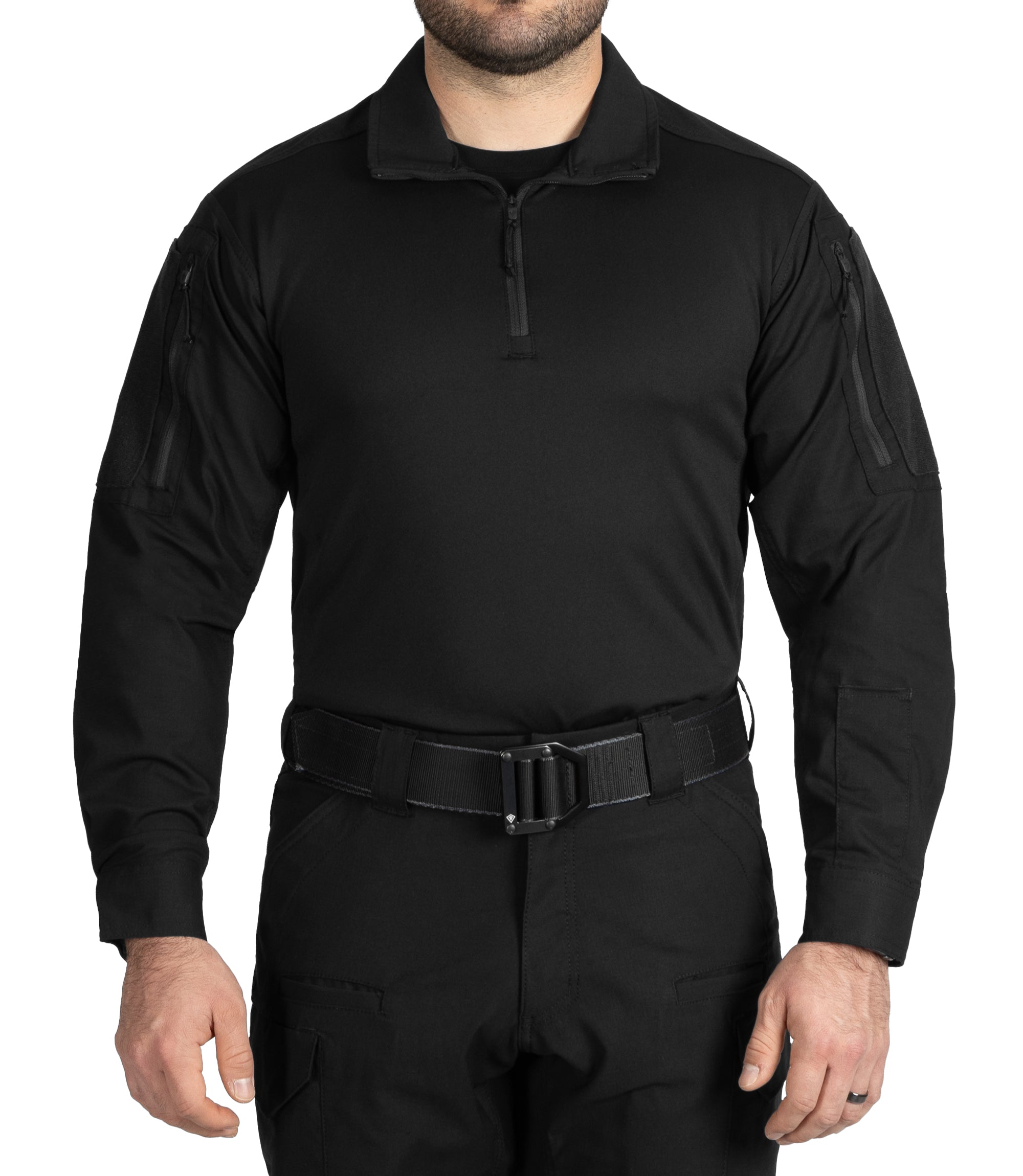 Front of Men's V2 Responder Shirt in Black |color_black