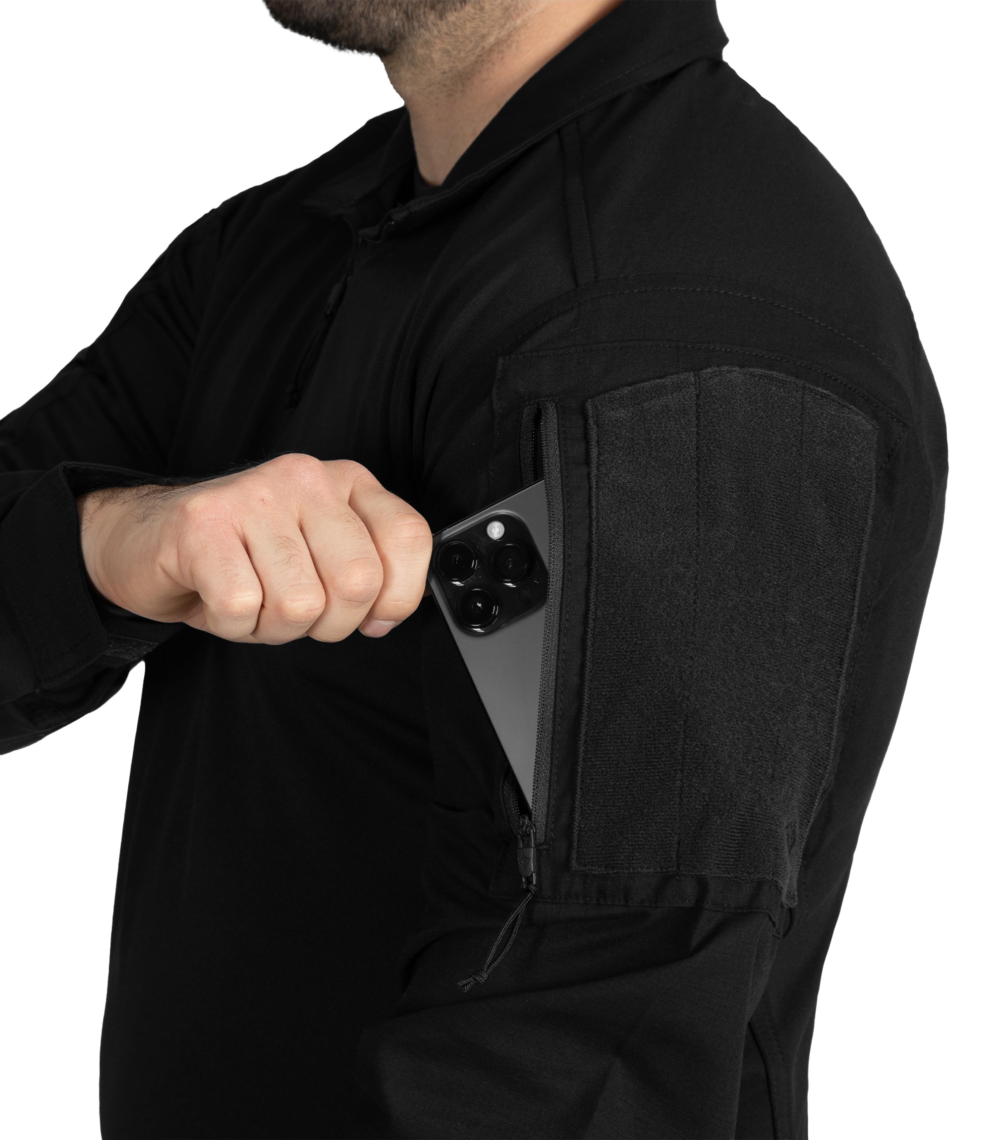 Open Arm Pocket of Men's V2 Responder Shirt in Black |color_black