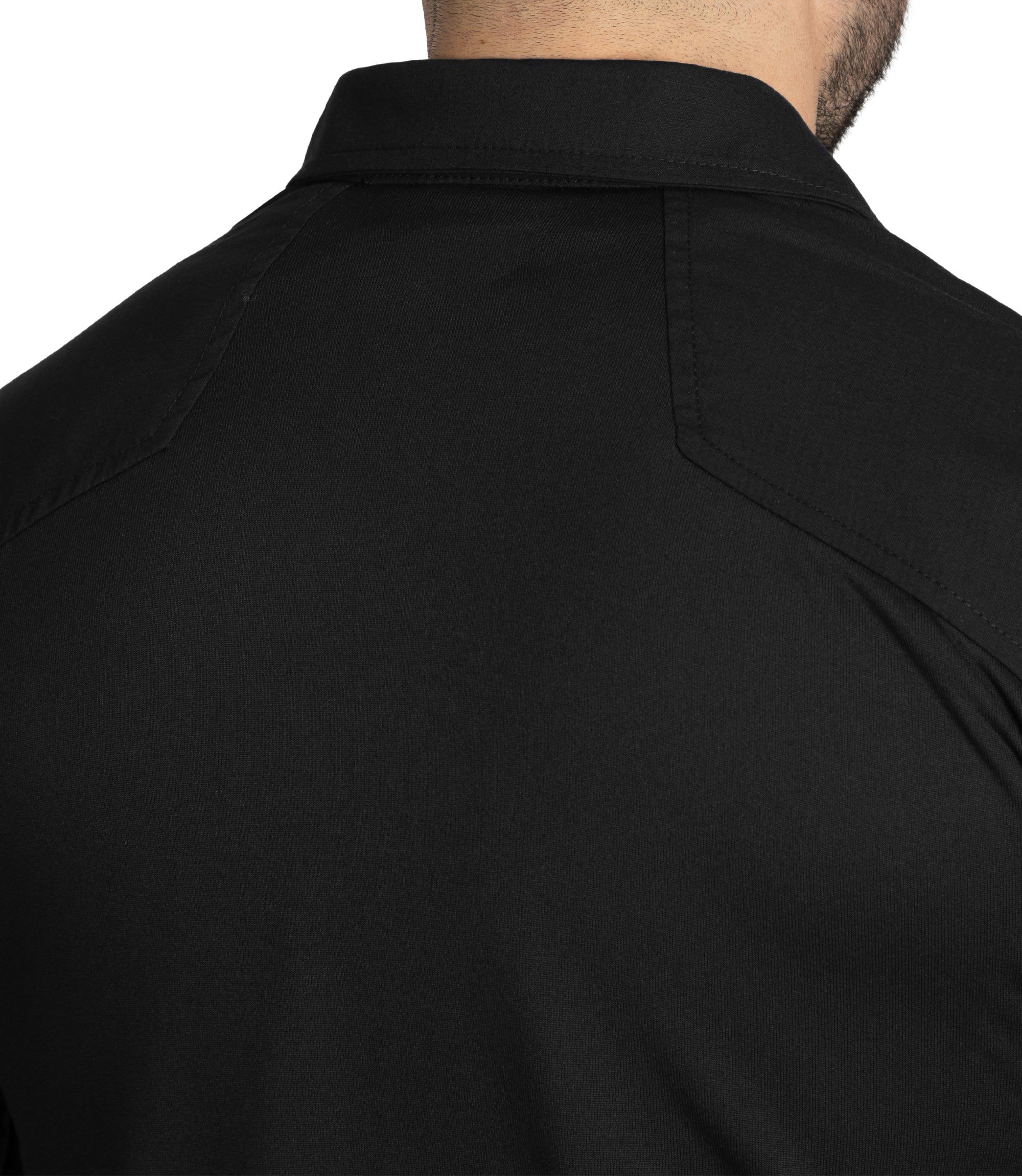 Back Closeup of Men's V2 Responder Shirt in Black |color_black