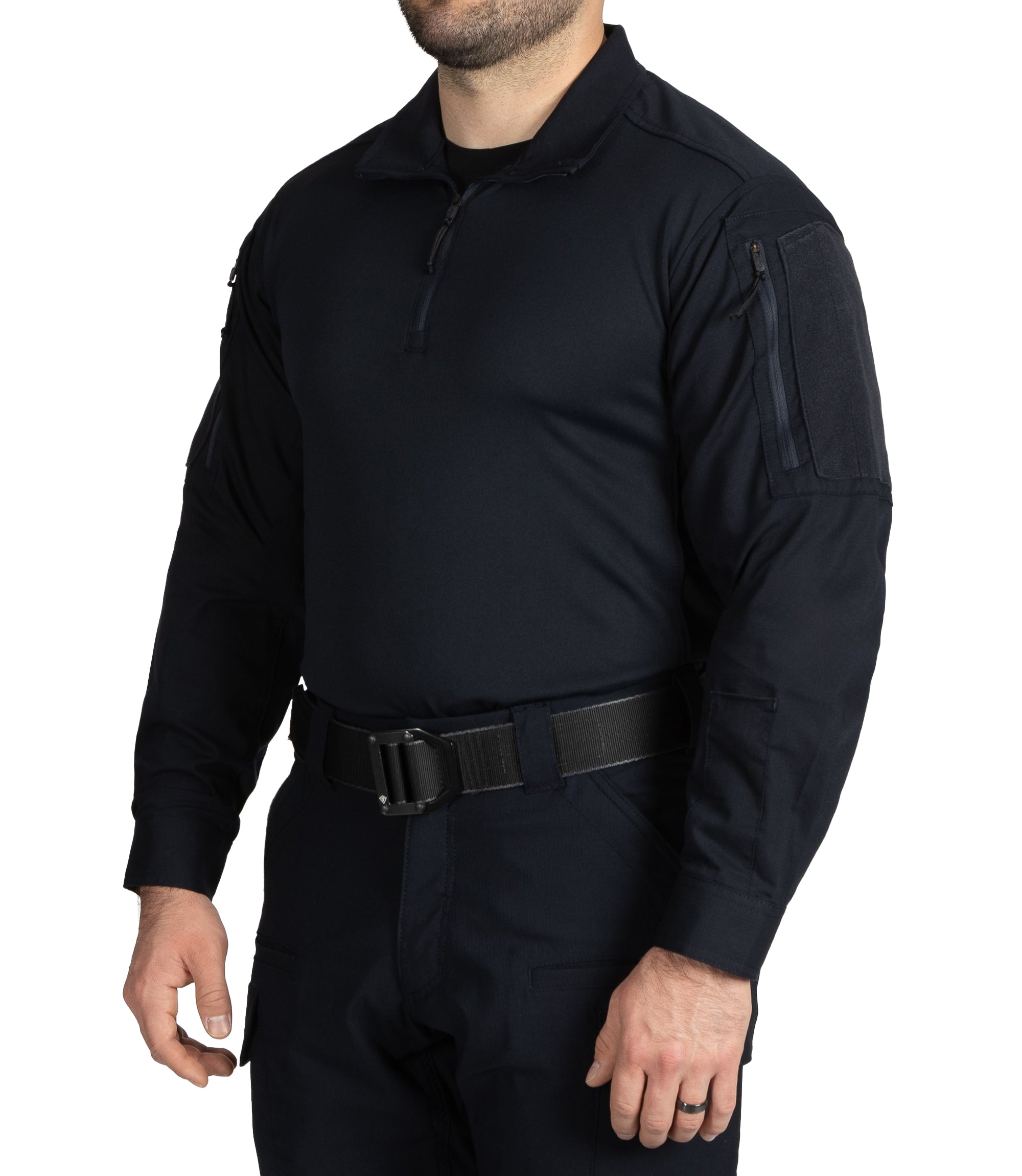 Side of Men's V2 Responder Shirt in Midnight Navy |color_midnight navy