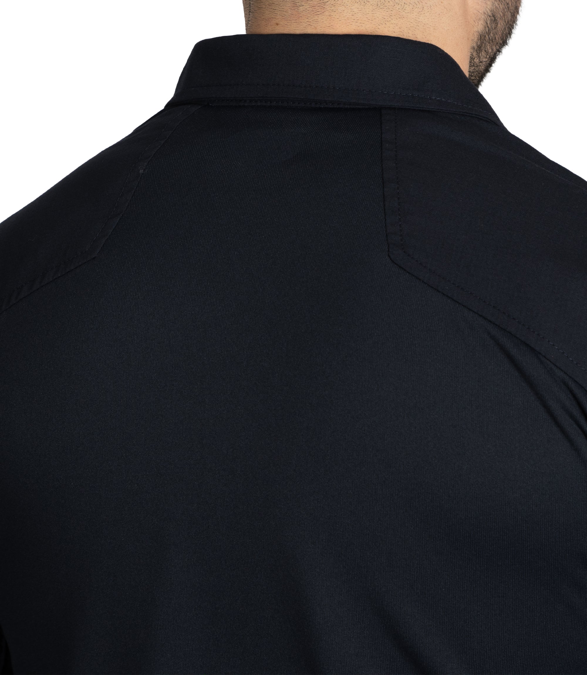 Back Closeup of Men's V2 Responder Shirt in Midnight Navy |color_midnight navy