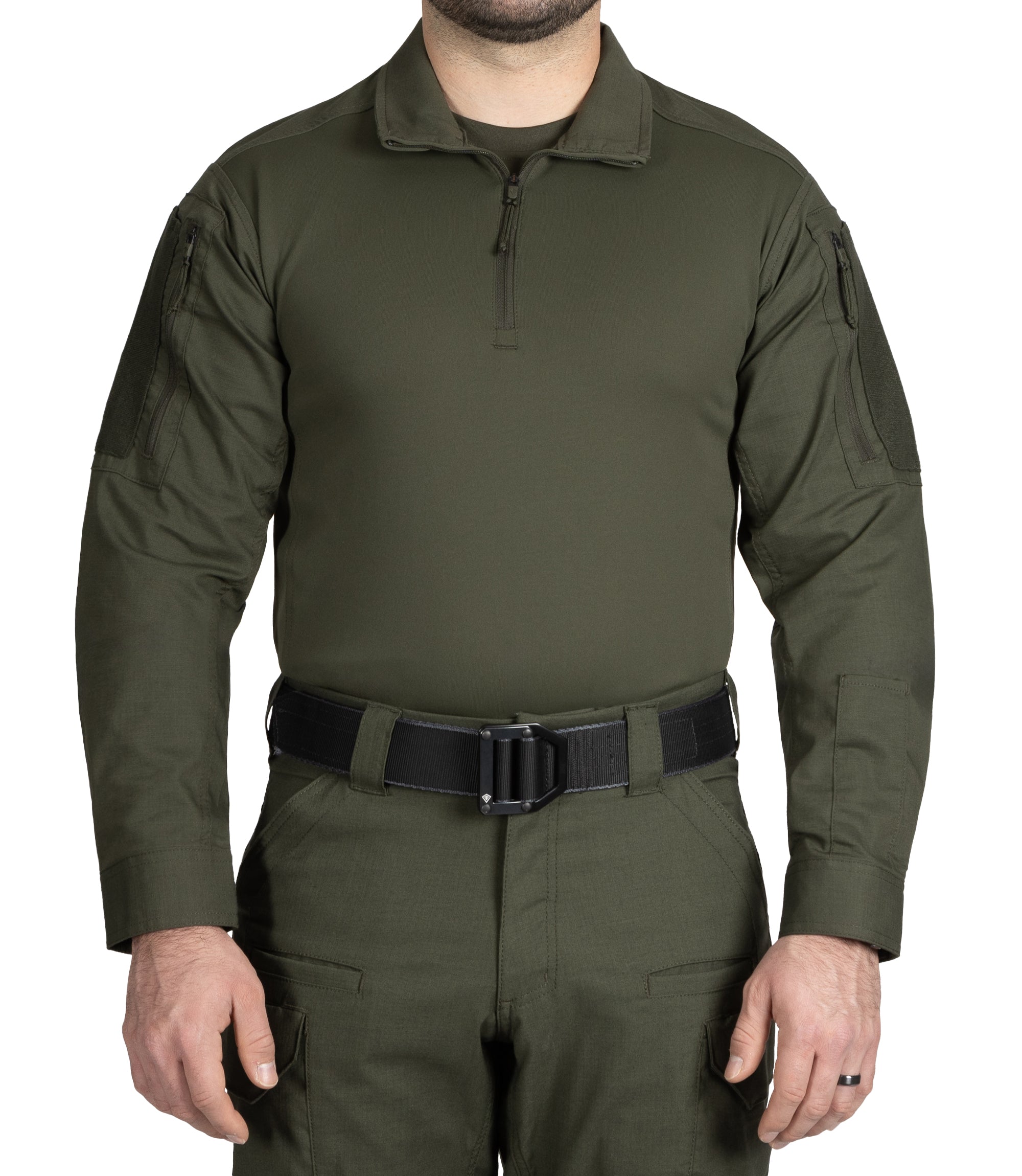 Front of Men's V2 Responder Shirt in OD Green |color_od green
