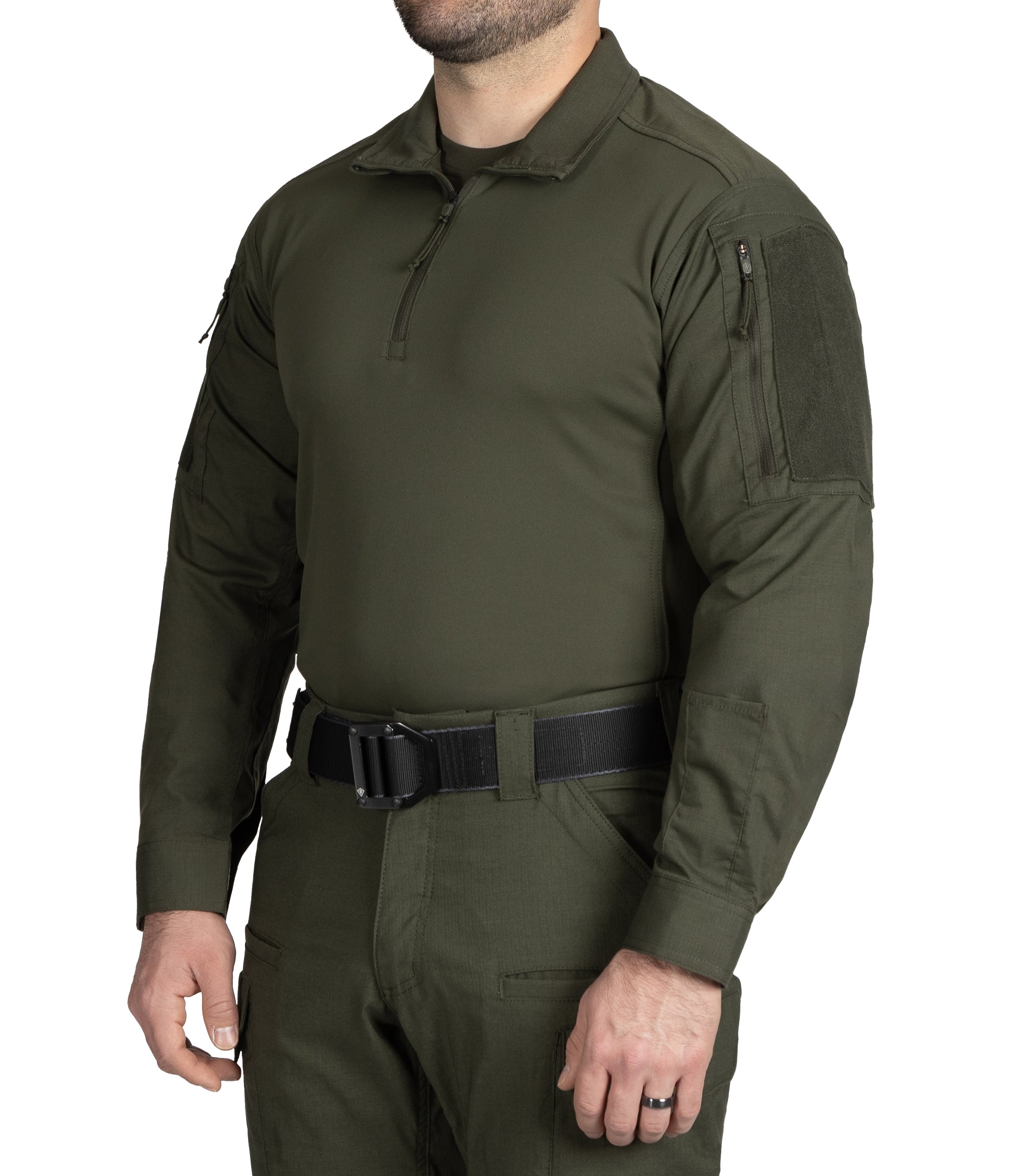 Side of Men's V2 Responder Shirt in OD Green |color_od green