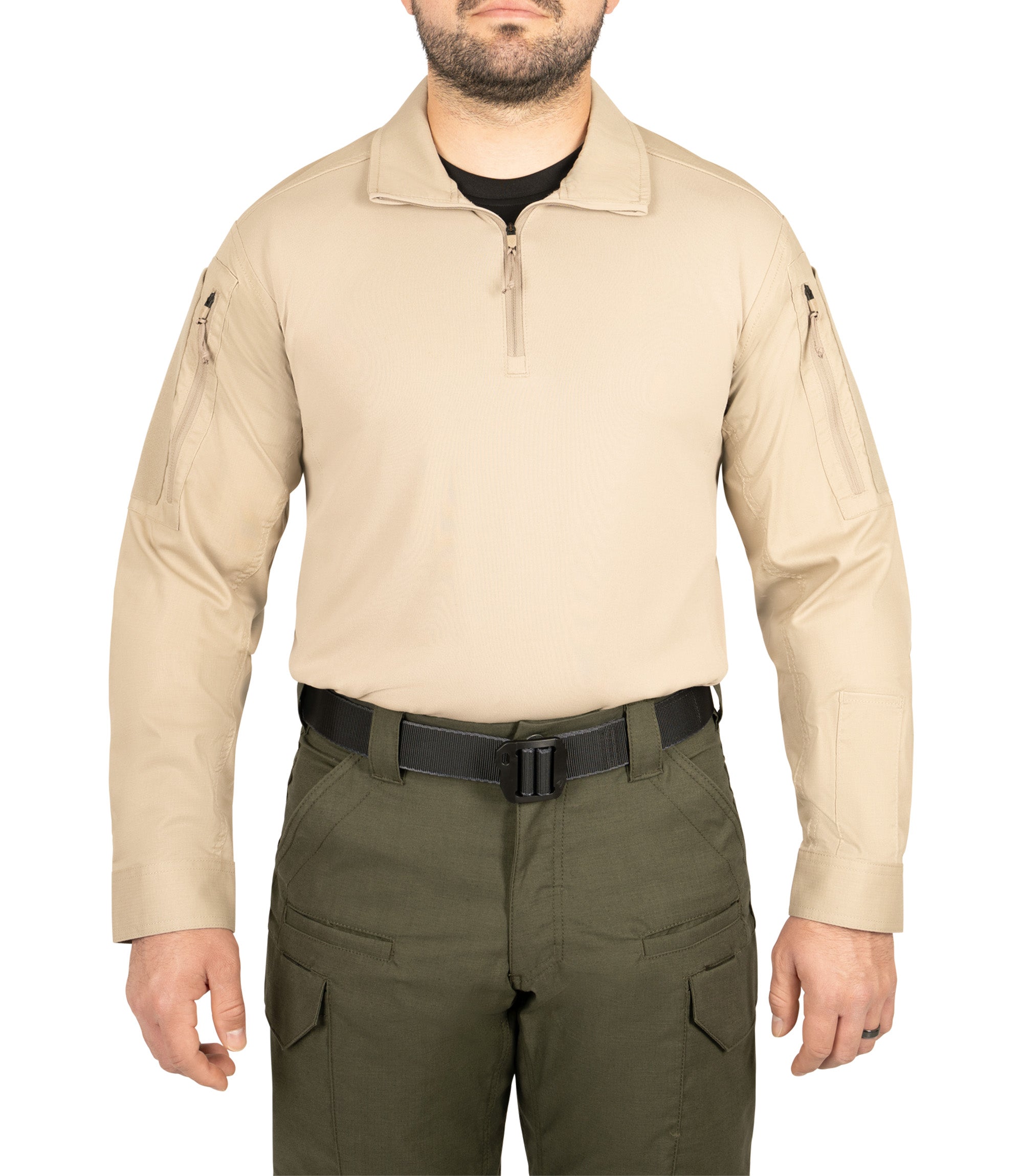 Front view of Men's V2 Responder Shirt in color Silver Tan |color_silver tan
