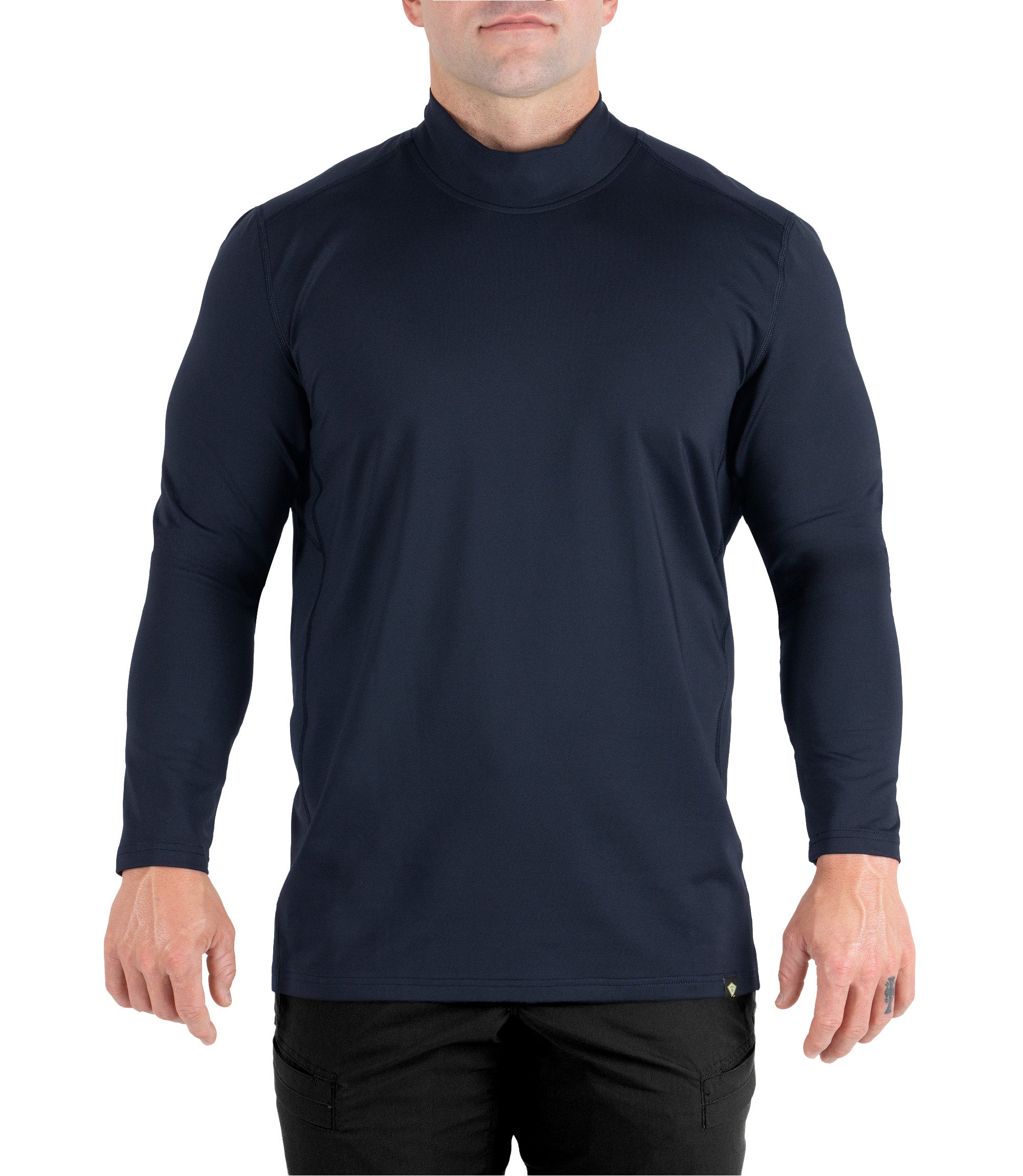 Front view of Men's Long Sleeve Mock Neck in color midnight navy|color_midnight navy