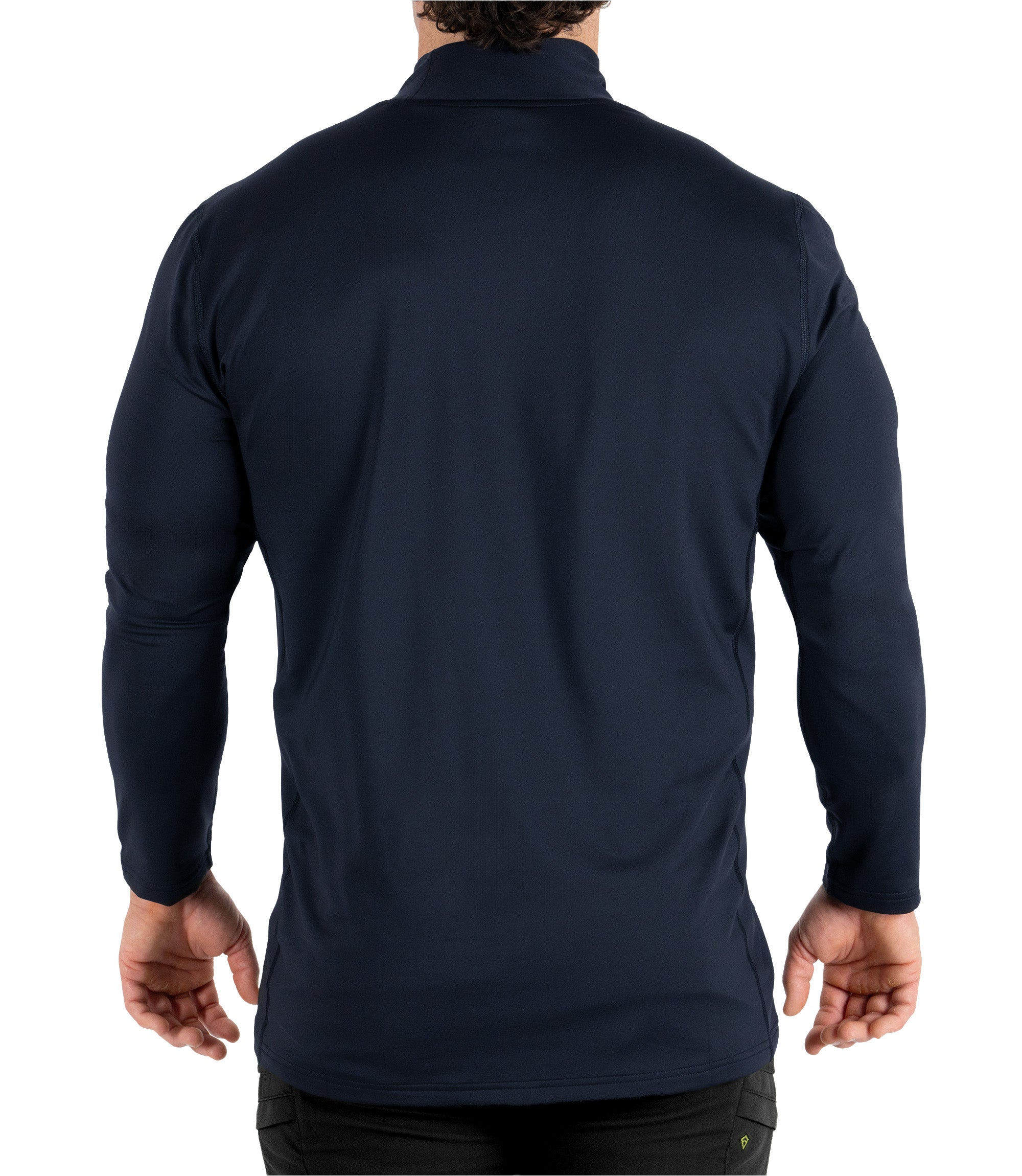 Back view of Men's Long Sleeve Mock Neck in color midnight navy|color_midnight navy