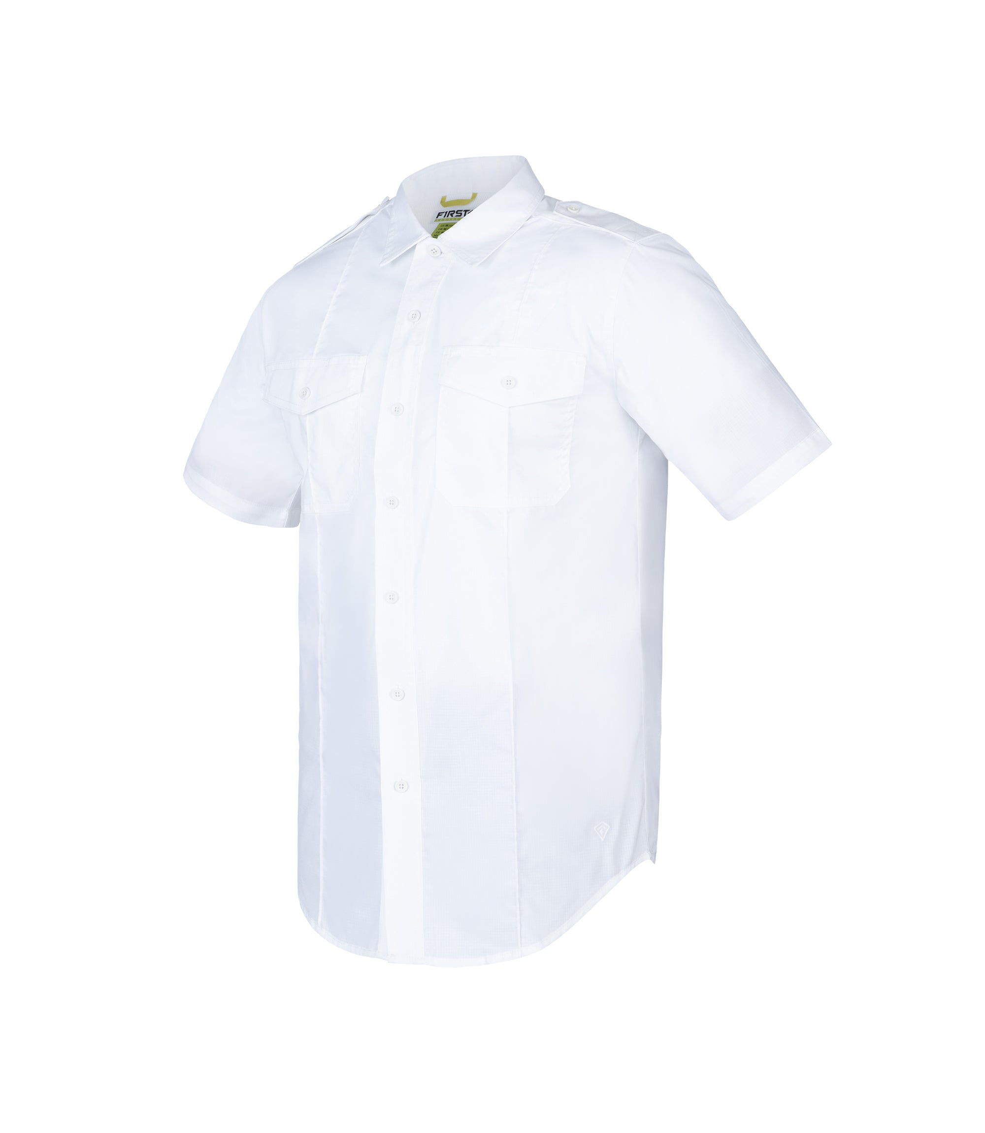 Side Ghosted of Men's Pro Duty Uniform Short Sleeve Shirt in White |color_white