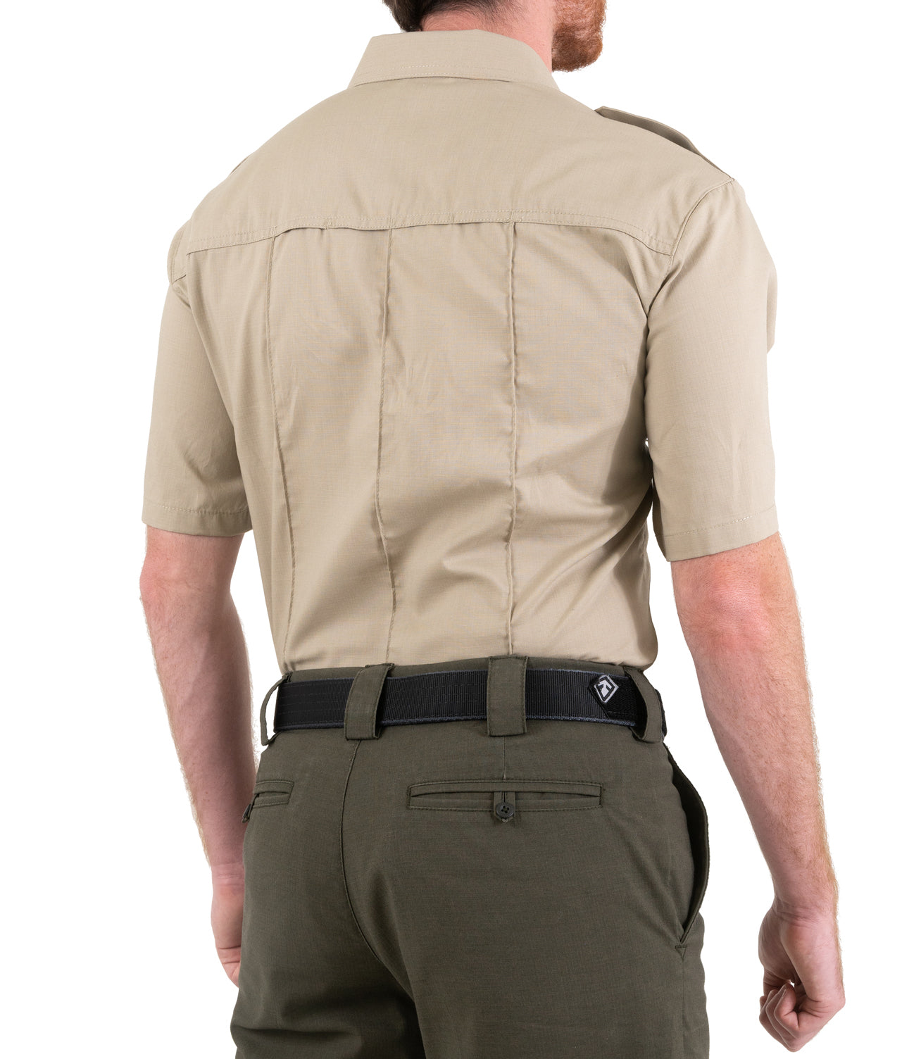 Side of Men's Pro Duty Uniform Short Sleeve Shirt in Silver Tan |color_silver tan