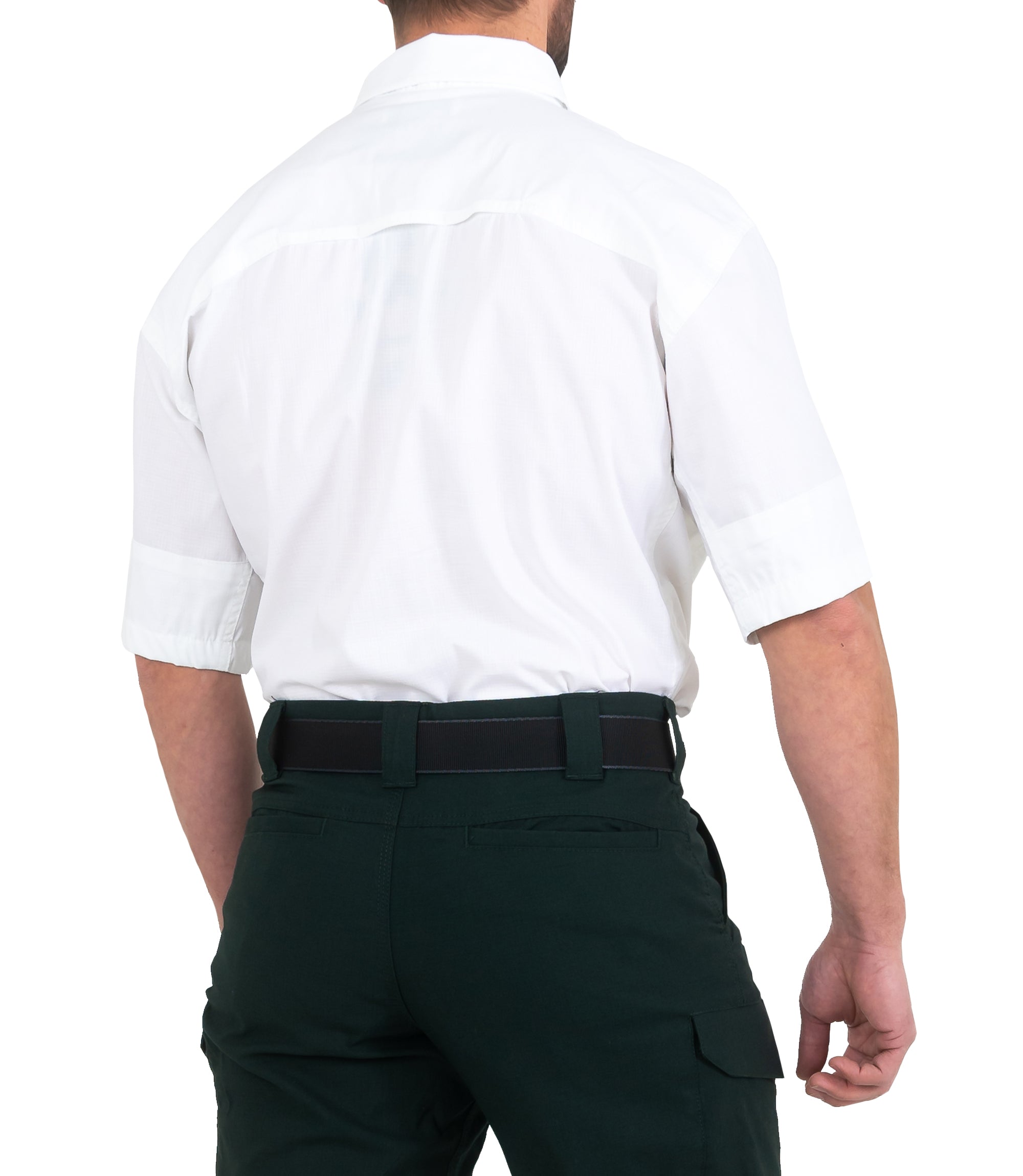 Side of Men's V2 Tactical Short Sleeve Shirt in White |color_white