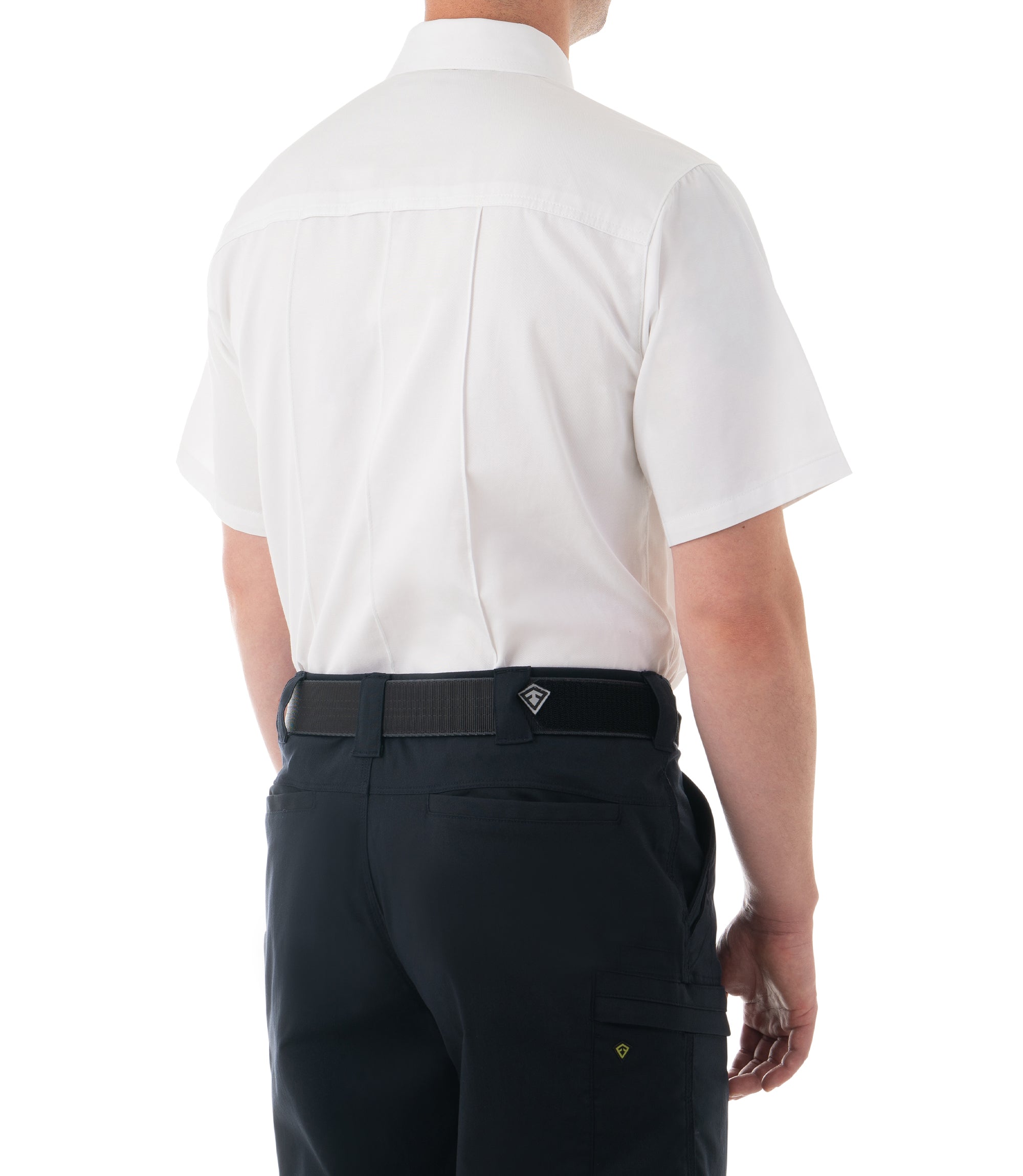 Side of Men's Cotton Station Short Sleeve Shirt in White |color_white