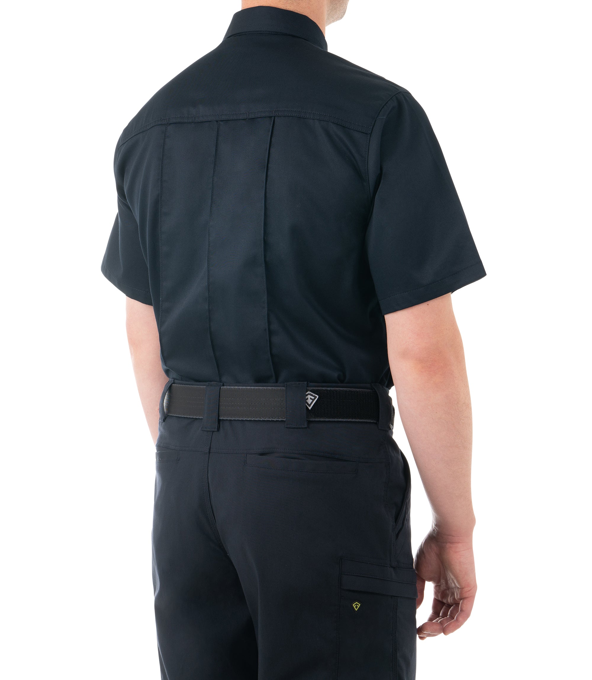 Side of Men's Cotton Station Short Sleeve Shirt in Midnight Navy |color_midnight navy