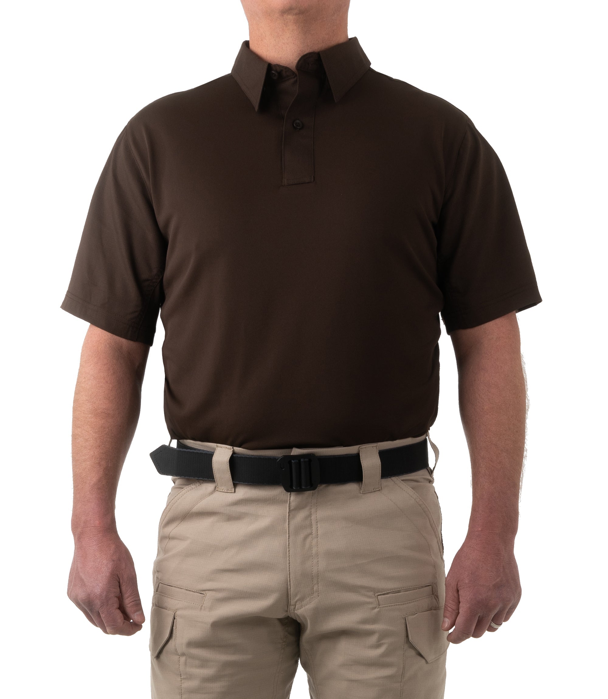 Front of Men's V2 Pro Performance Short Sleeve Shirt in Kodiak Brown |color_kodiak brown