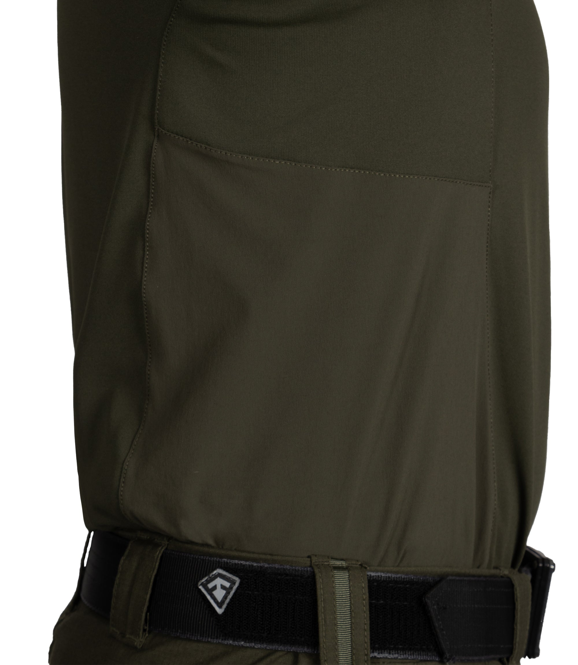 Close Up of Fabric on Defender Short Sleeve Shirt in OD Green |color_OD Green