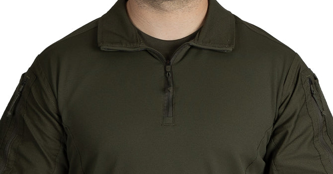 Front View of Defender Short Sleeve Shirt in OD Green