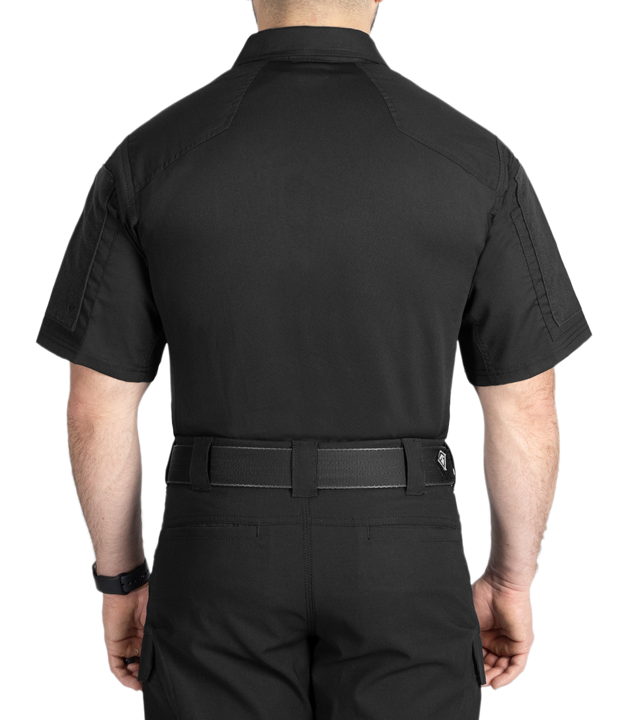 Back of Men's V2 Responder Short Sleeve Shirt in Black |color_black