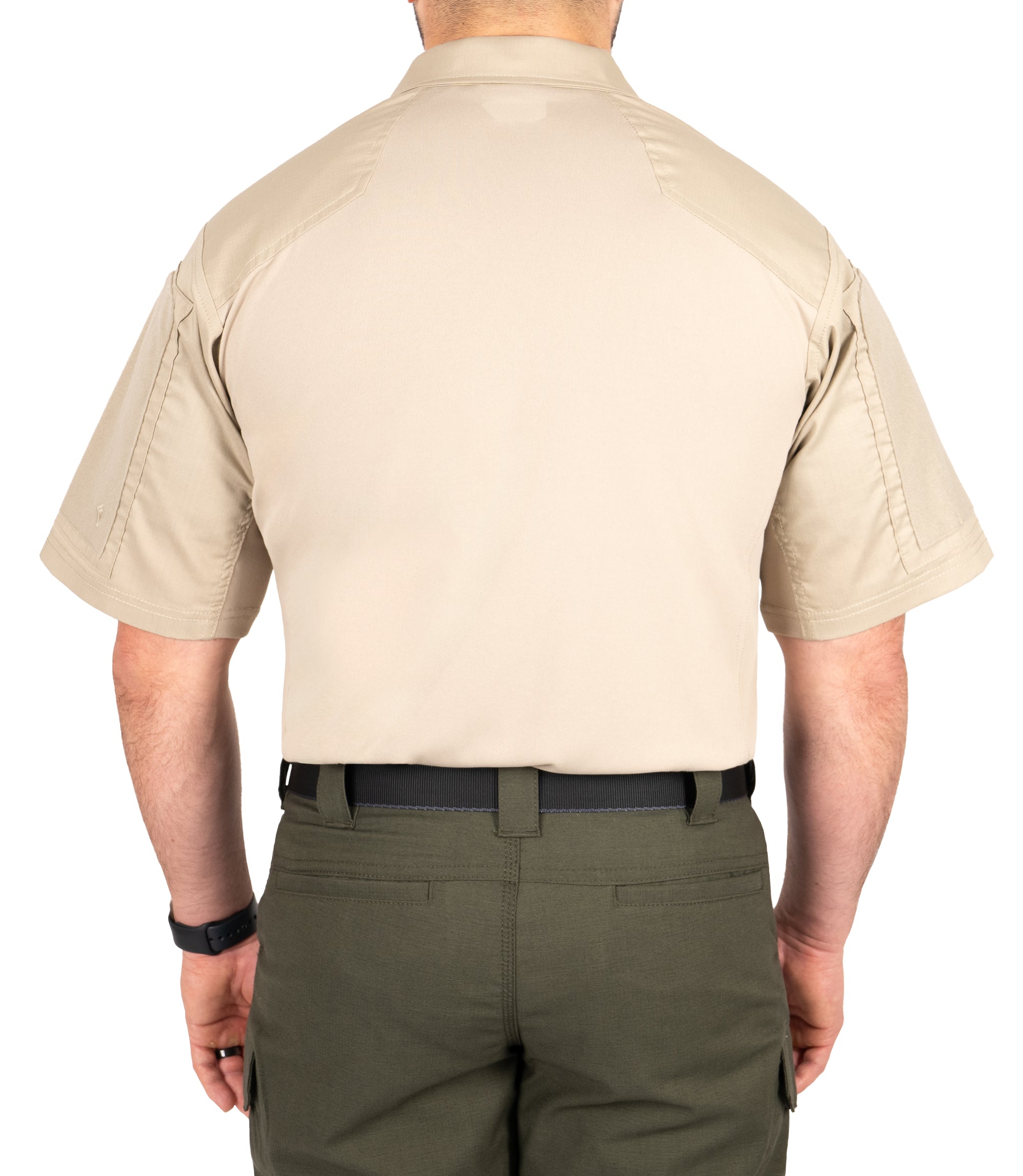 Back of Men's V2 Responder Short Sleeve Shirt in Silver Tan |color_silver tan