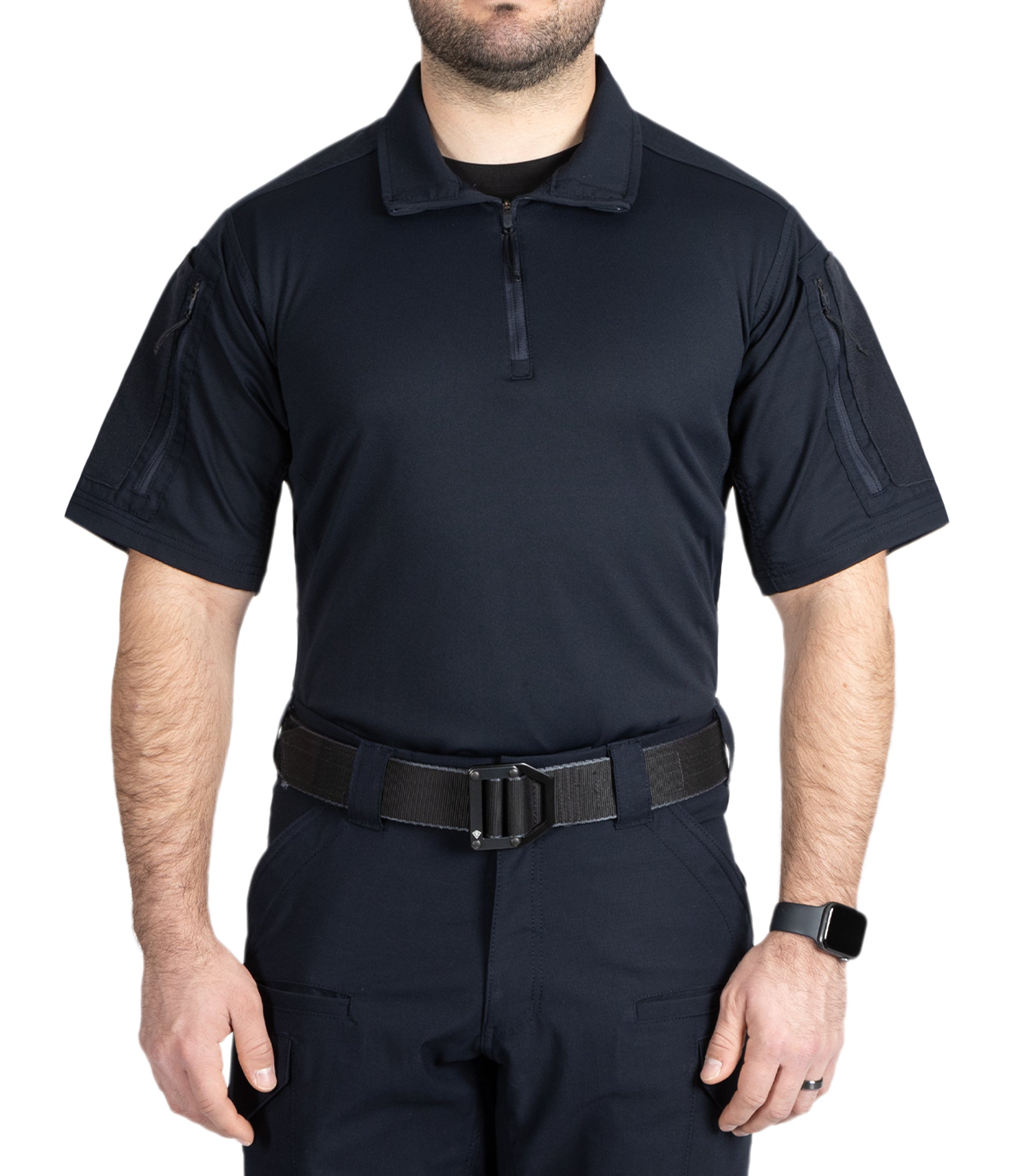 Front of Men's V2 Responder Short Sleeve Shirt in Midnight Navy |color_midnight navy