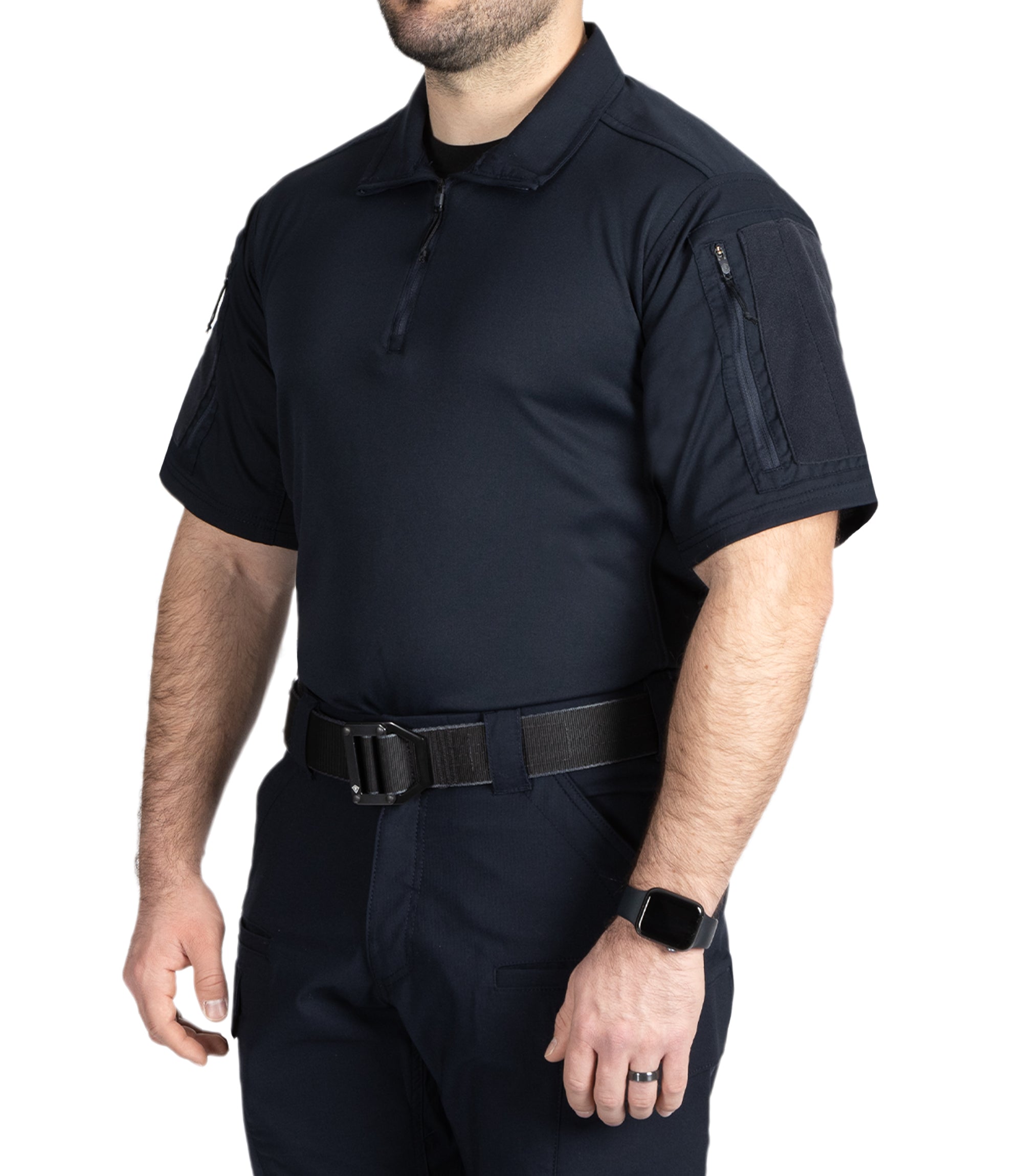 Front Side of Men's V2 Responder Short Sleeve Shirt in Midnight Navy |color_midnight navy