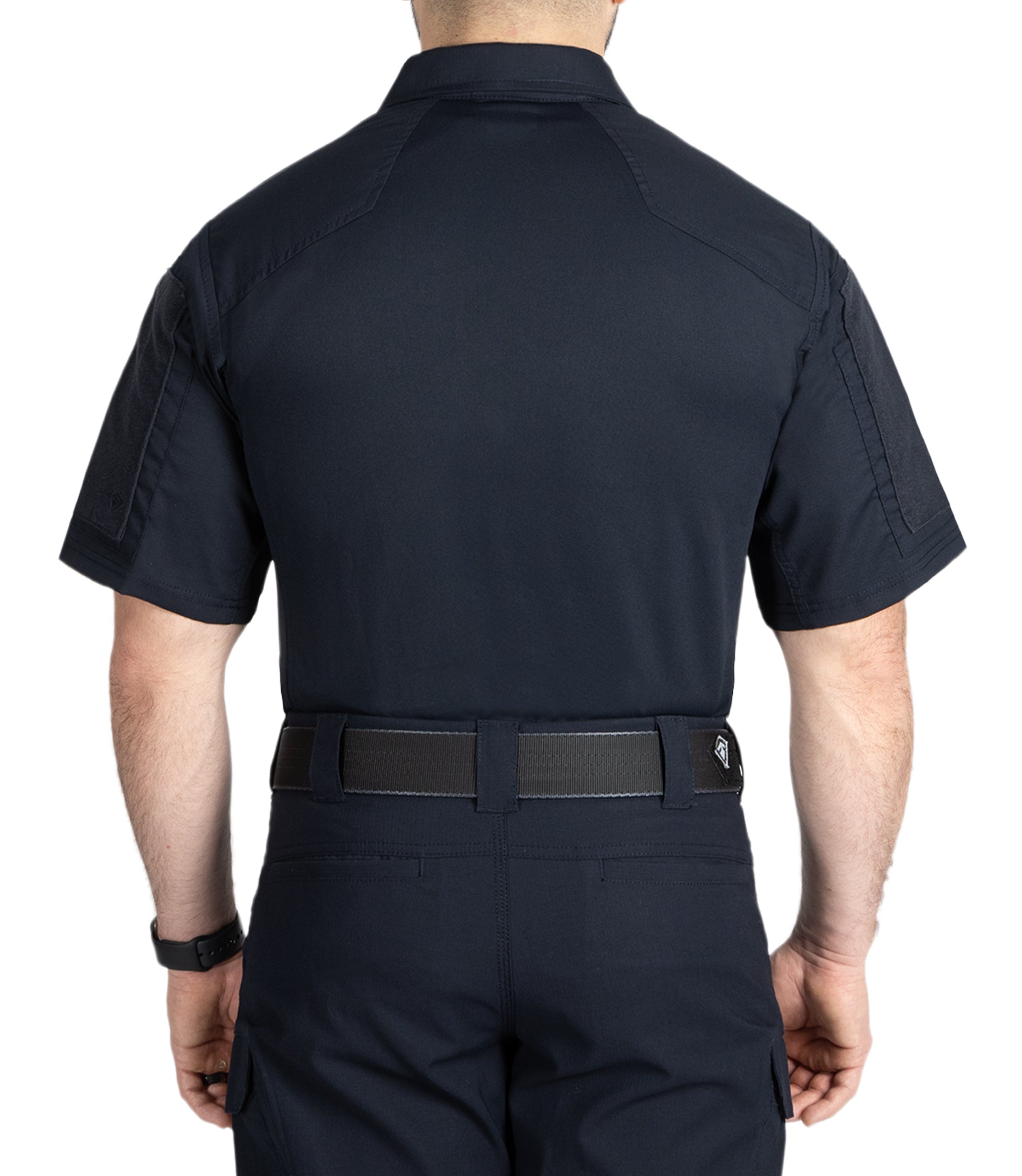 Back of Men's V2 Responder Short Sleeve Shirt in Midnight Navy |color_midnight navy