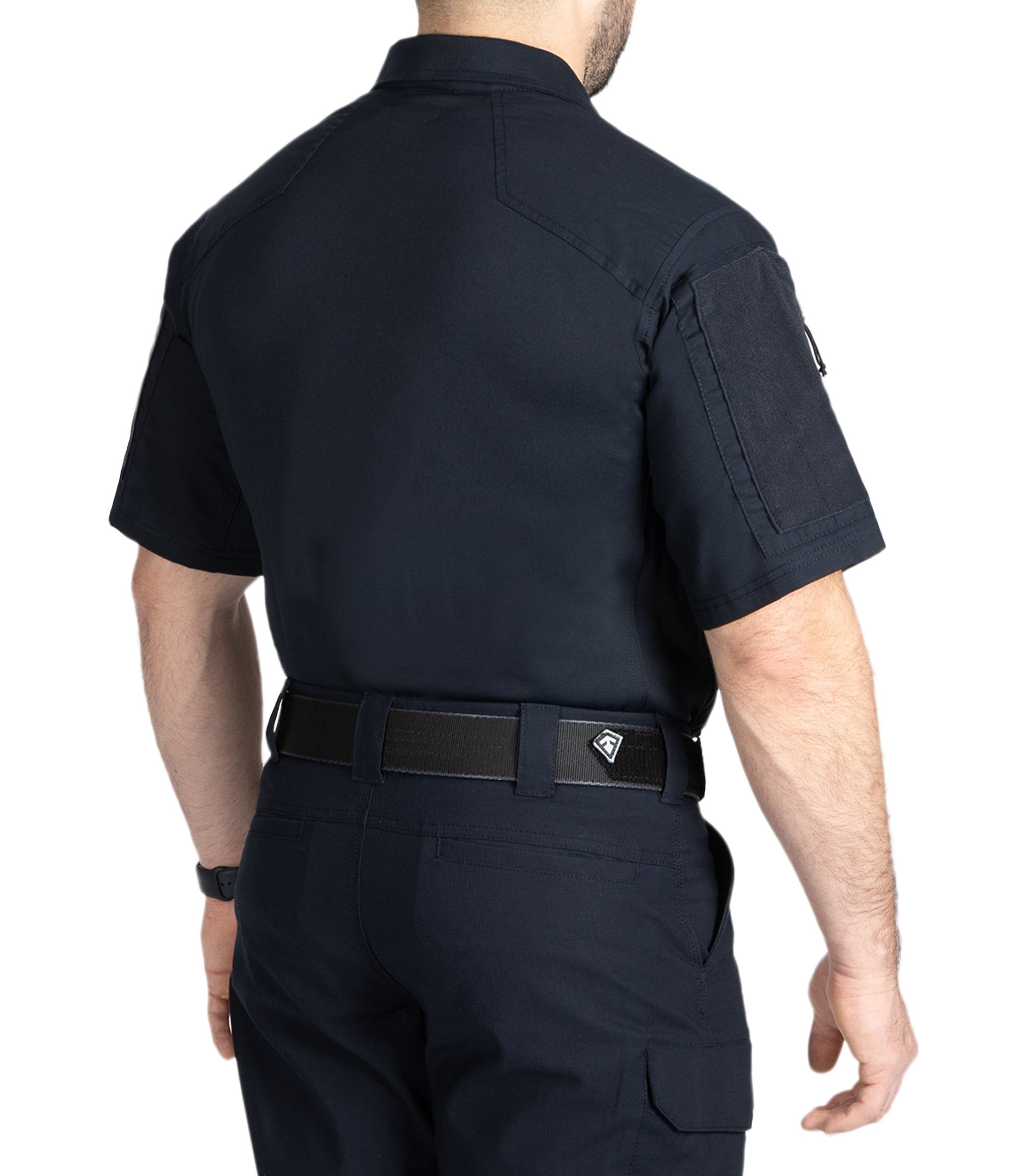 Back Side of Men's V2 Responder Short Sleeve Shirt in Midnight Navy |color_midnight navy