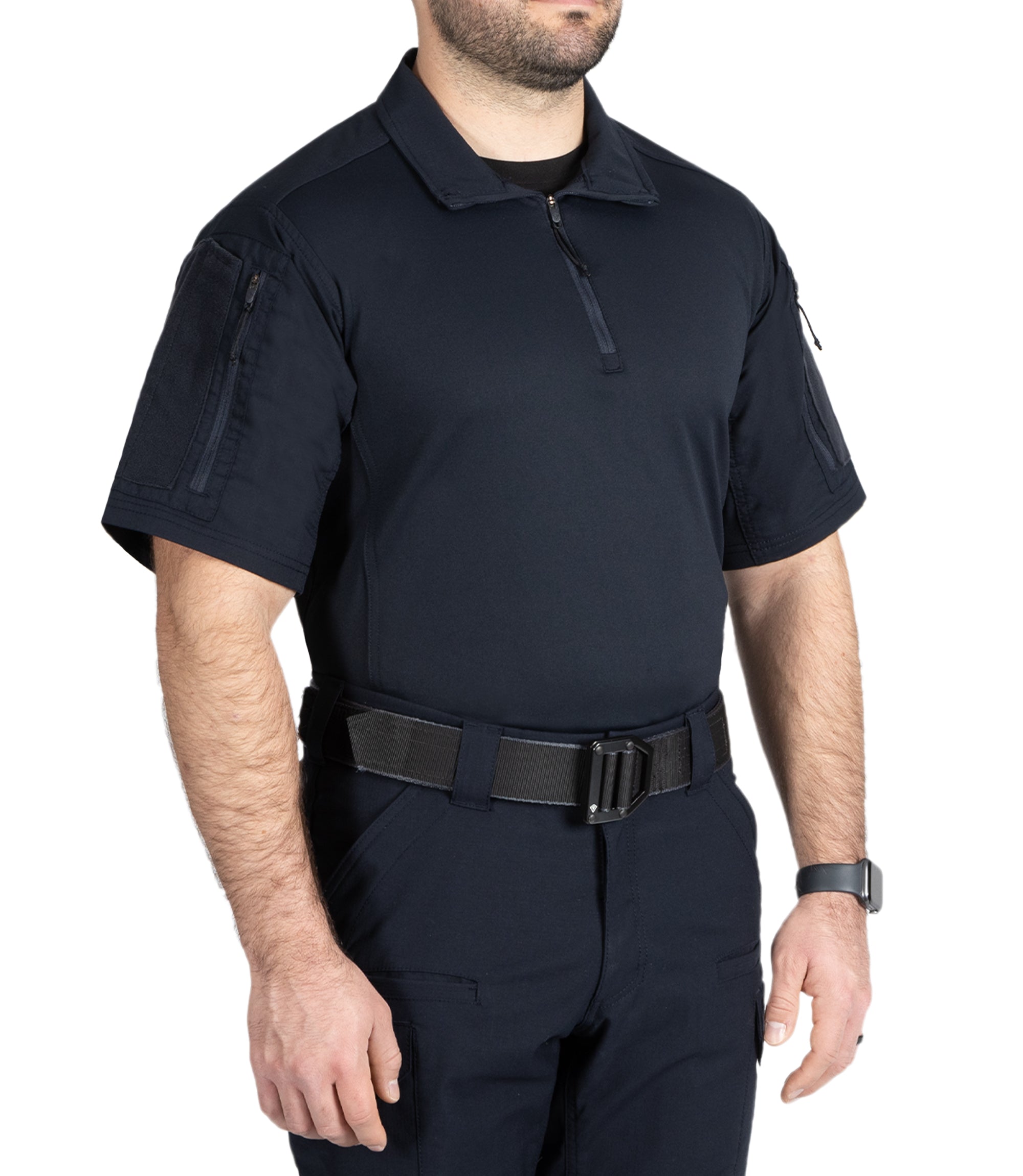 Front Side of Men's V2 Responder Short Sleeve Shirt in Midnight Navy |color_midnight navy