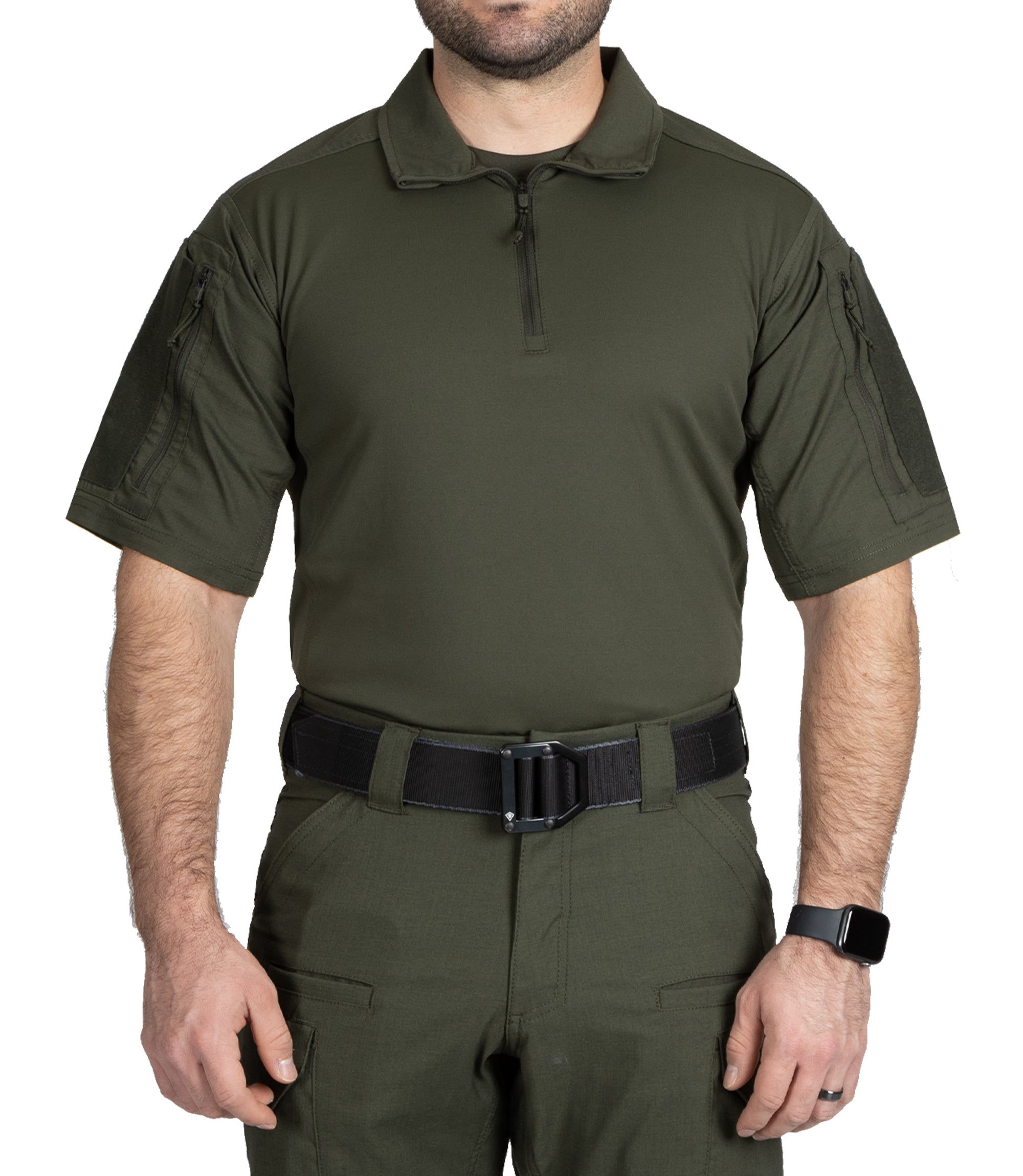 Front of Men's V2 Responder Short Sleeve Shirt in OD Green |color_od green
