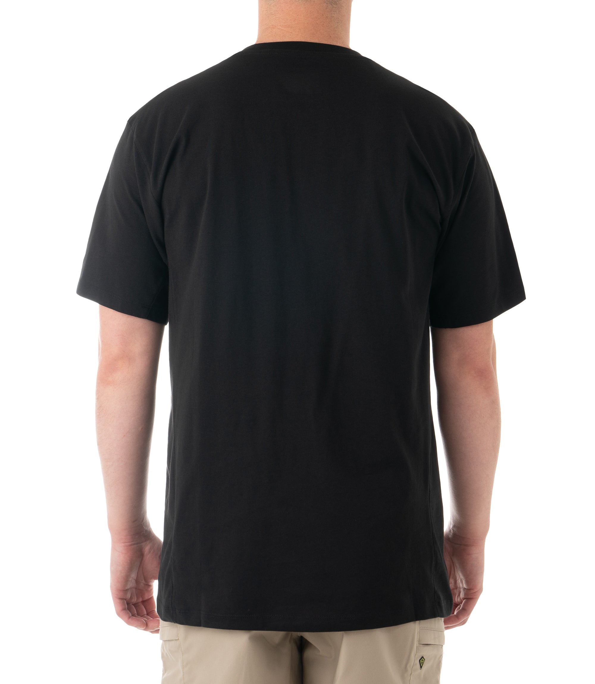 Back of Men's Tactix Cotton T-Shirt in Black |color_black