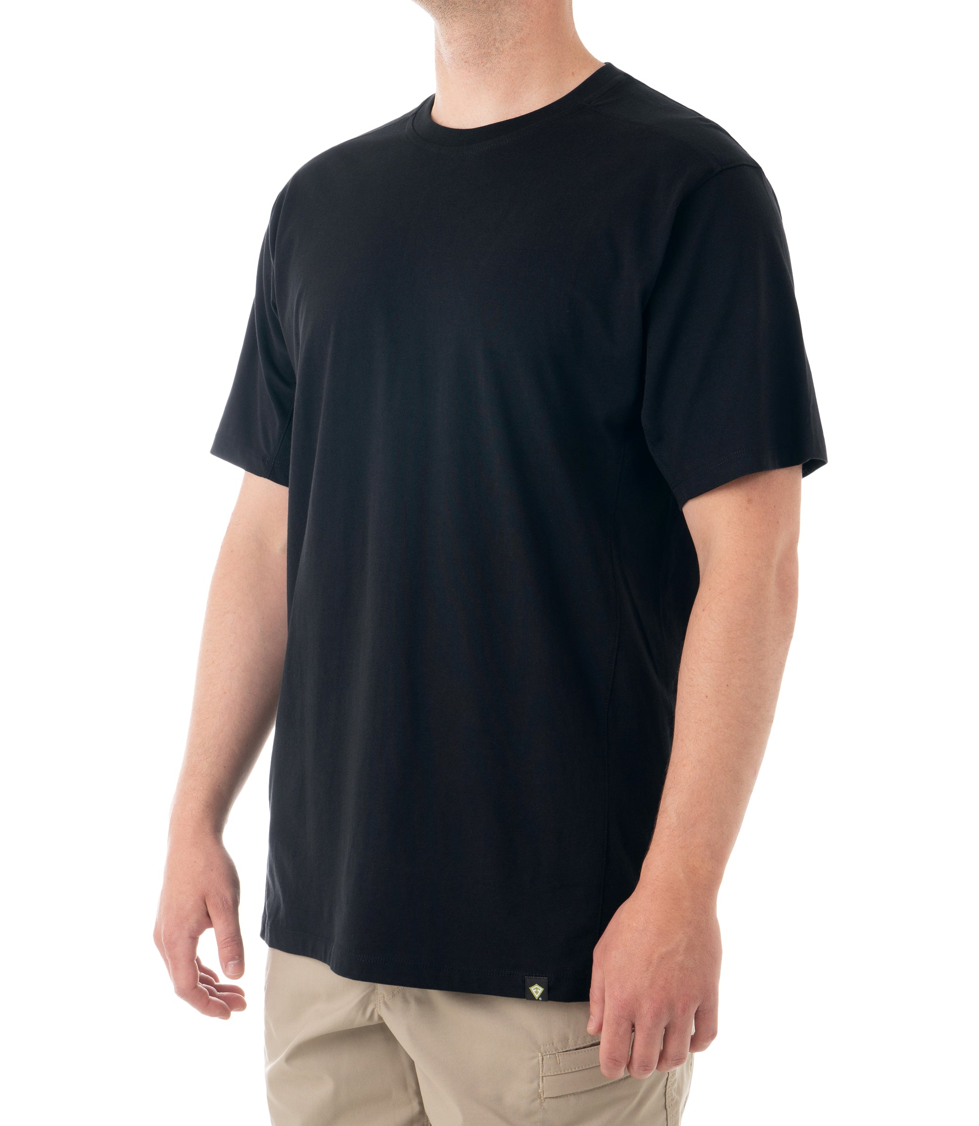 Side of Men's Tactix Cotton T-Shirt in Midnight Navy |color_midnight navy