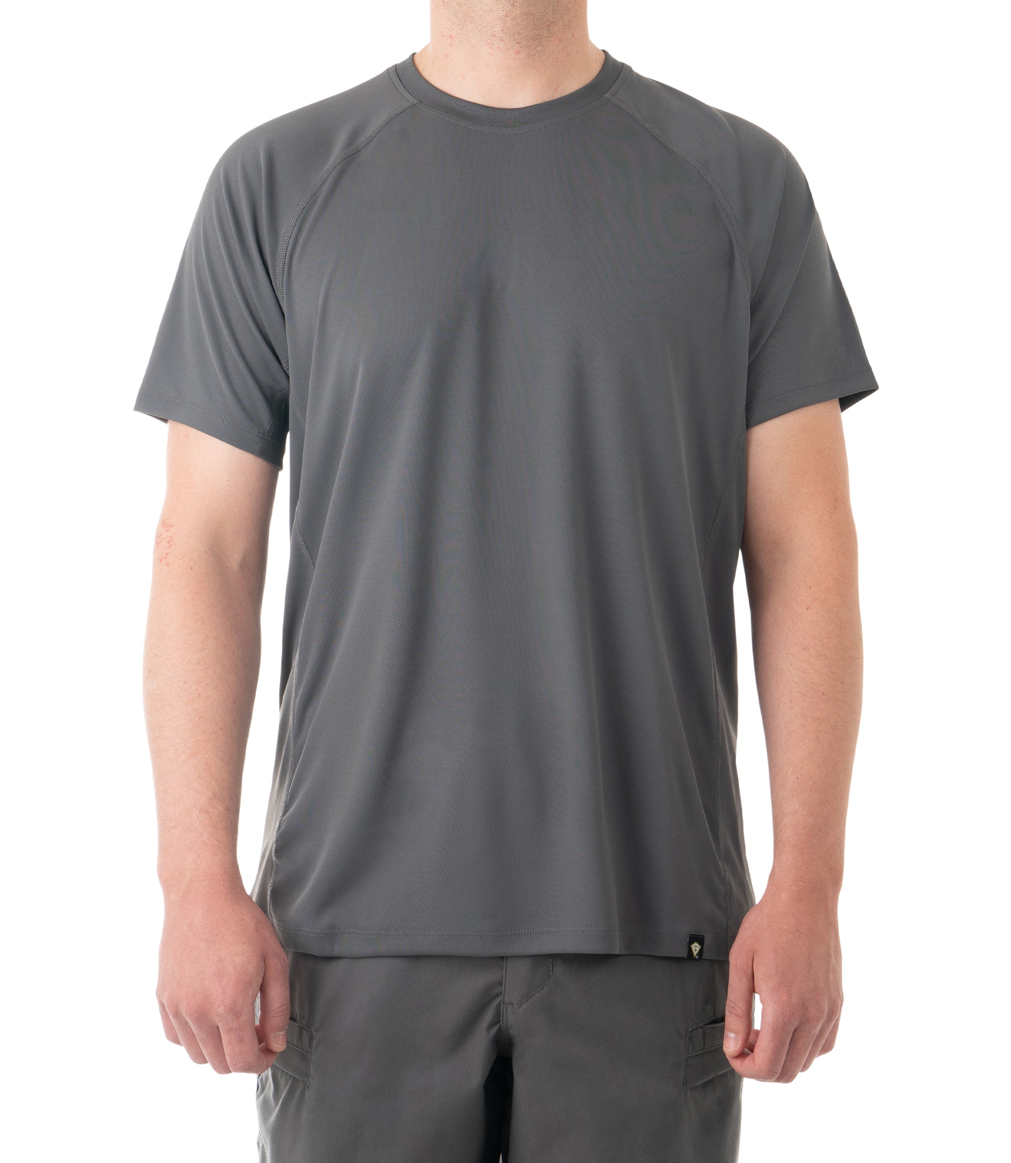 Front of Men's Performance Short Sleeve T-Shirt in Wolf Grey |color_wolf grey