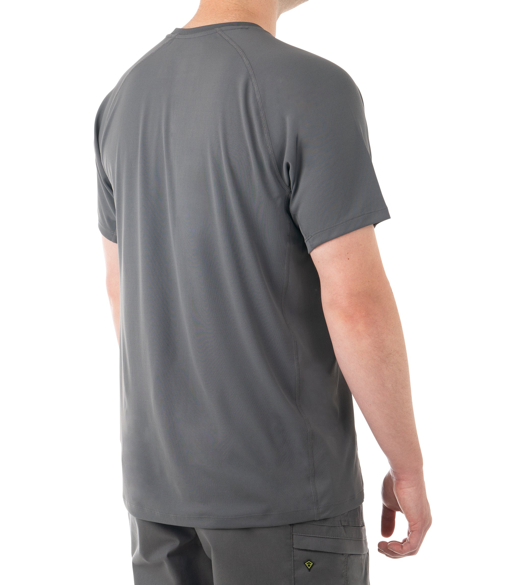 Side of Men's Performance Short Sleeve T-Shirt in Wolf Grey |color_wolf grey