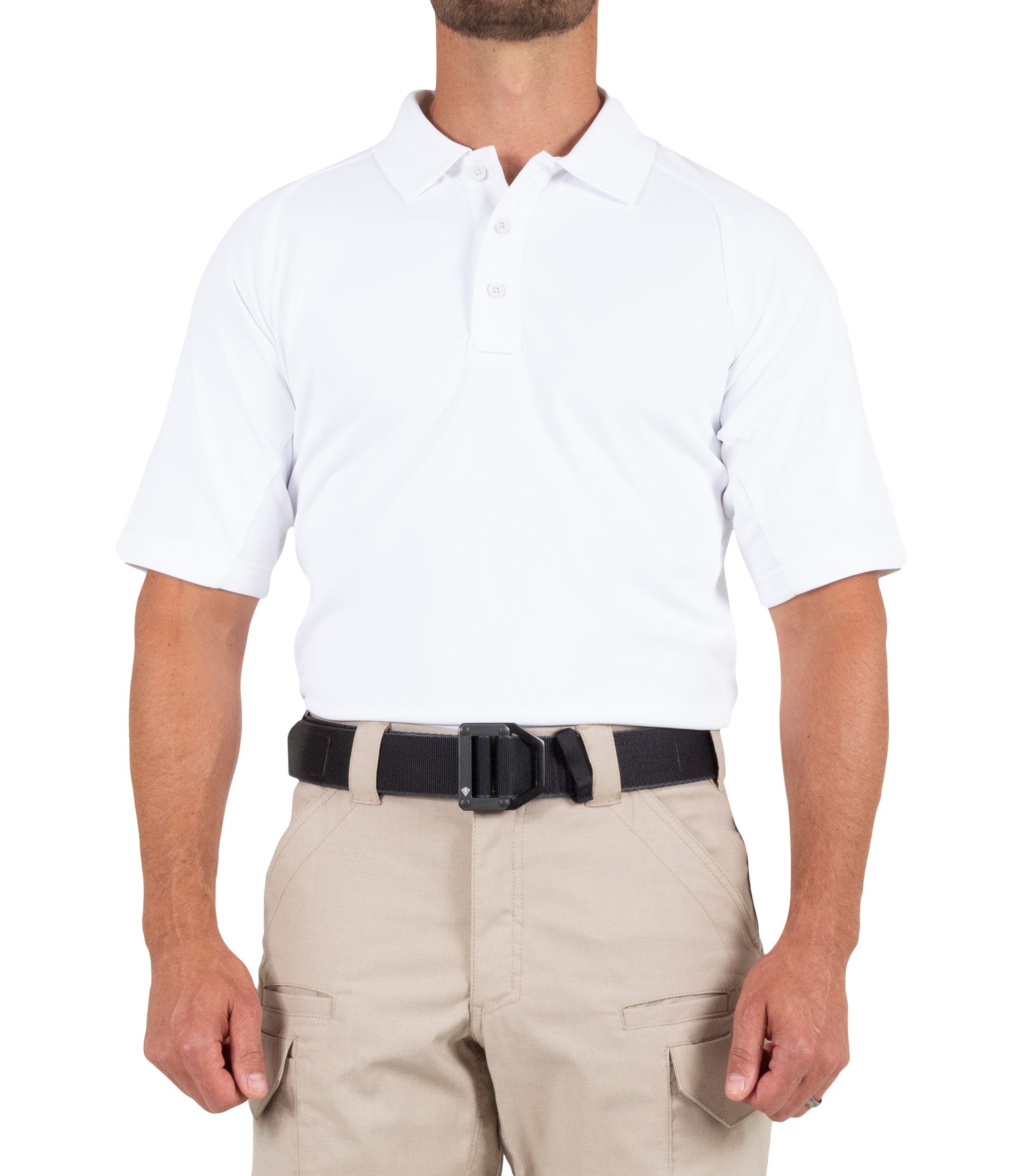 Front of Men's Performance Short Sleeve Polo in White |color_white