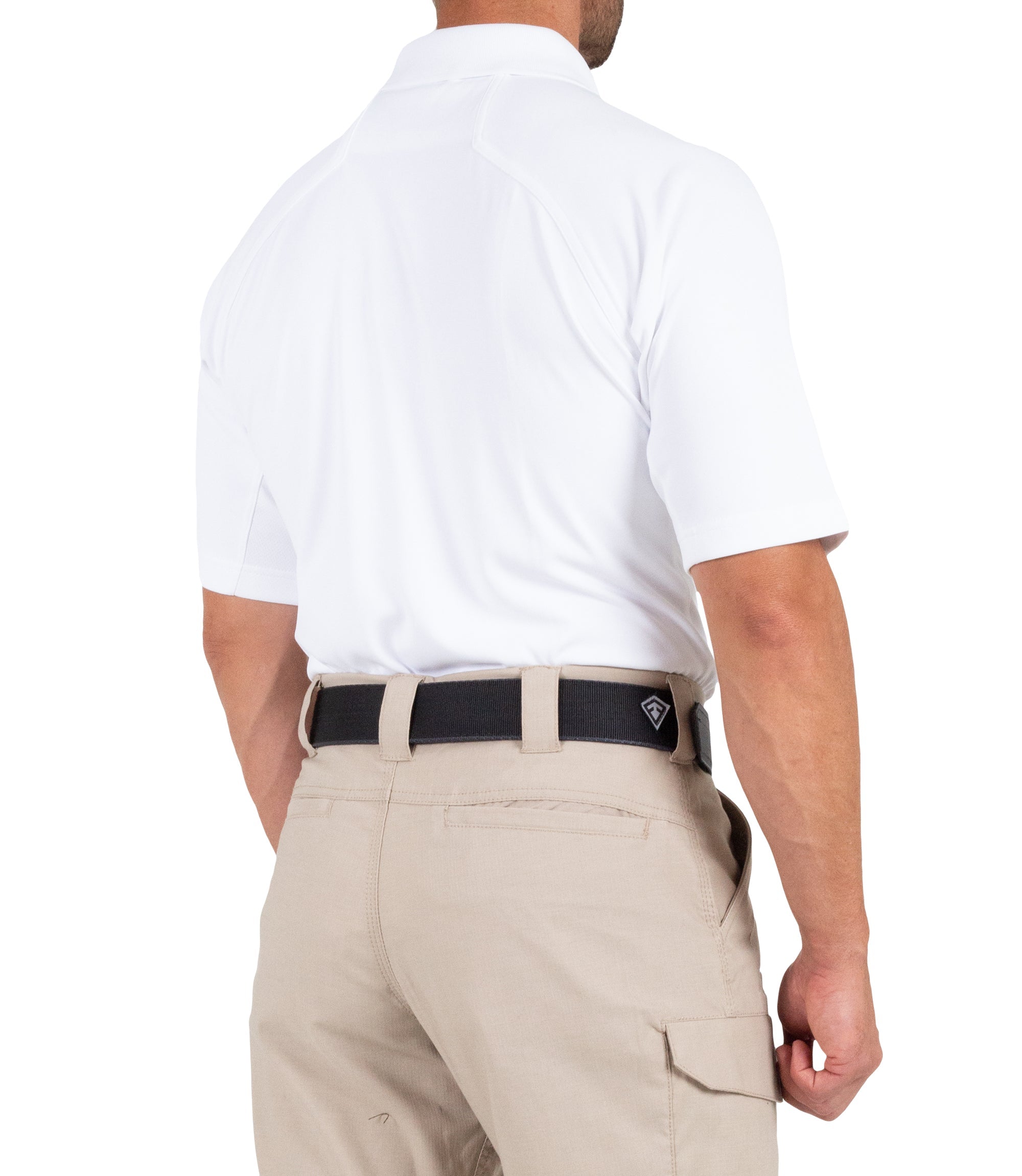 Side of Men's Performance Short Sleeve Polo in White |color_white
