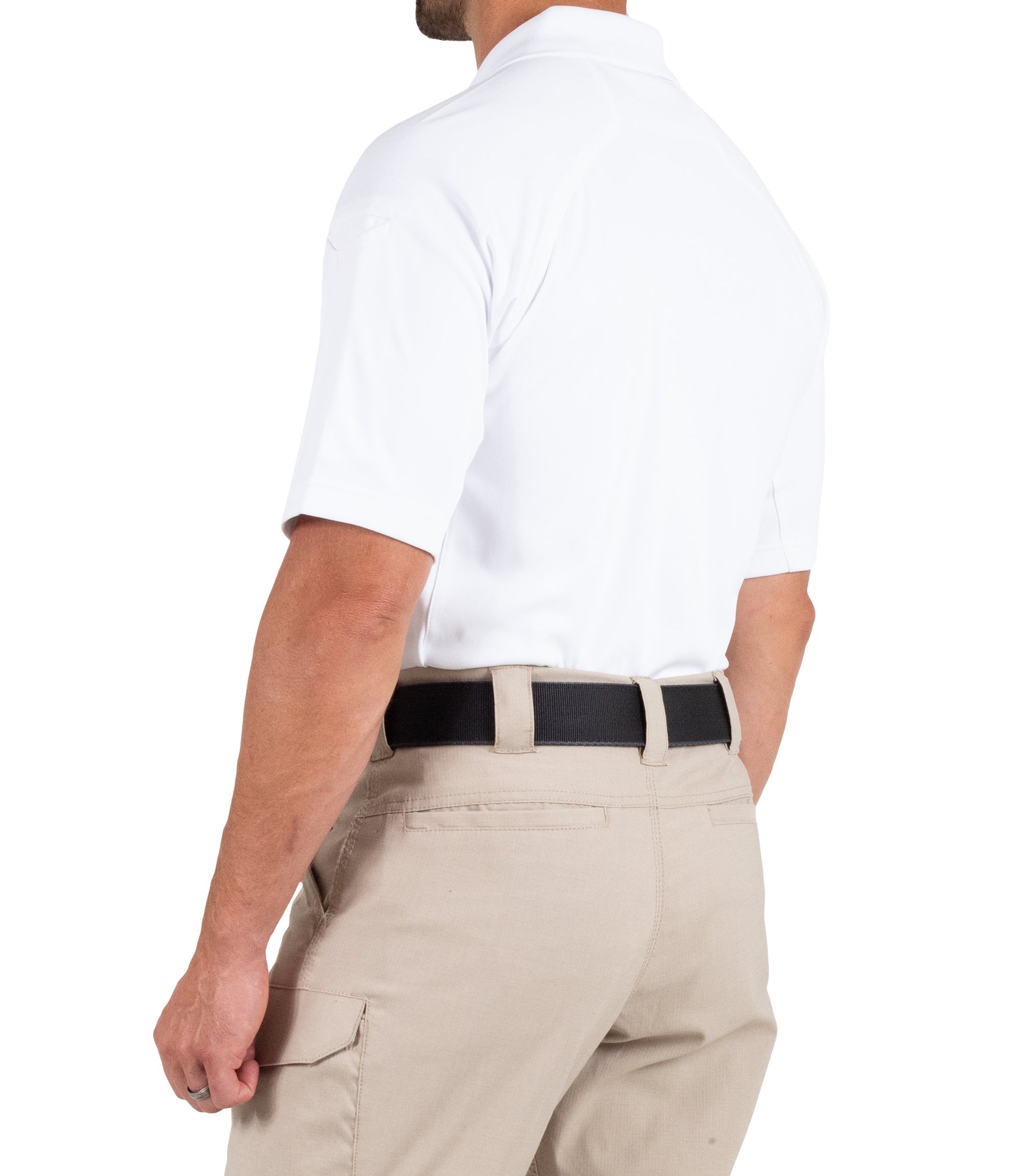 Side of Men's Performance Short Sleeve Polo in White |color_white