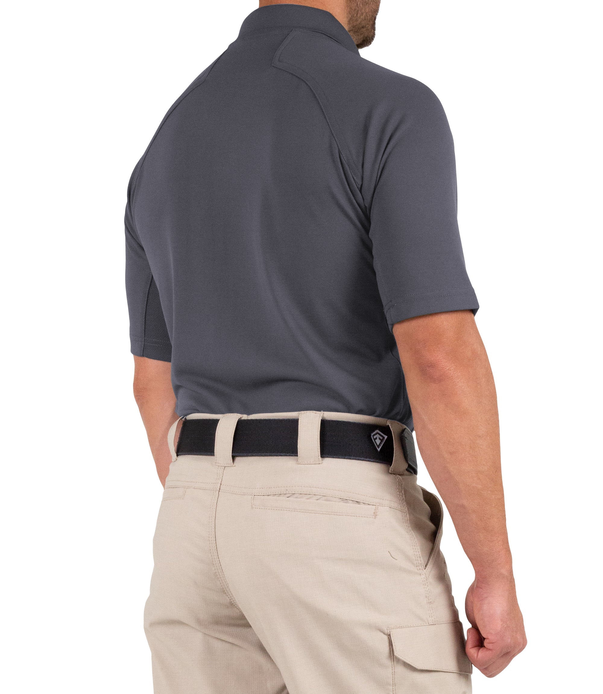 Side of Men's Performance Short Sleeve Polo in Asphalt |color_asphalt