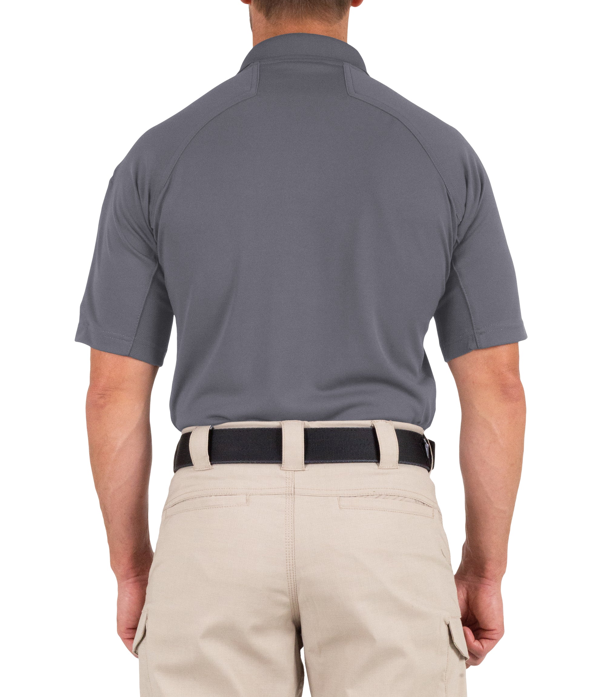 Back of Men's Performance Short Sleeve Polo in Wolf Grey |color_wolf grey
