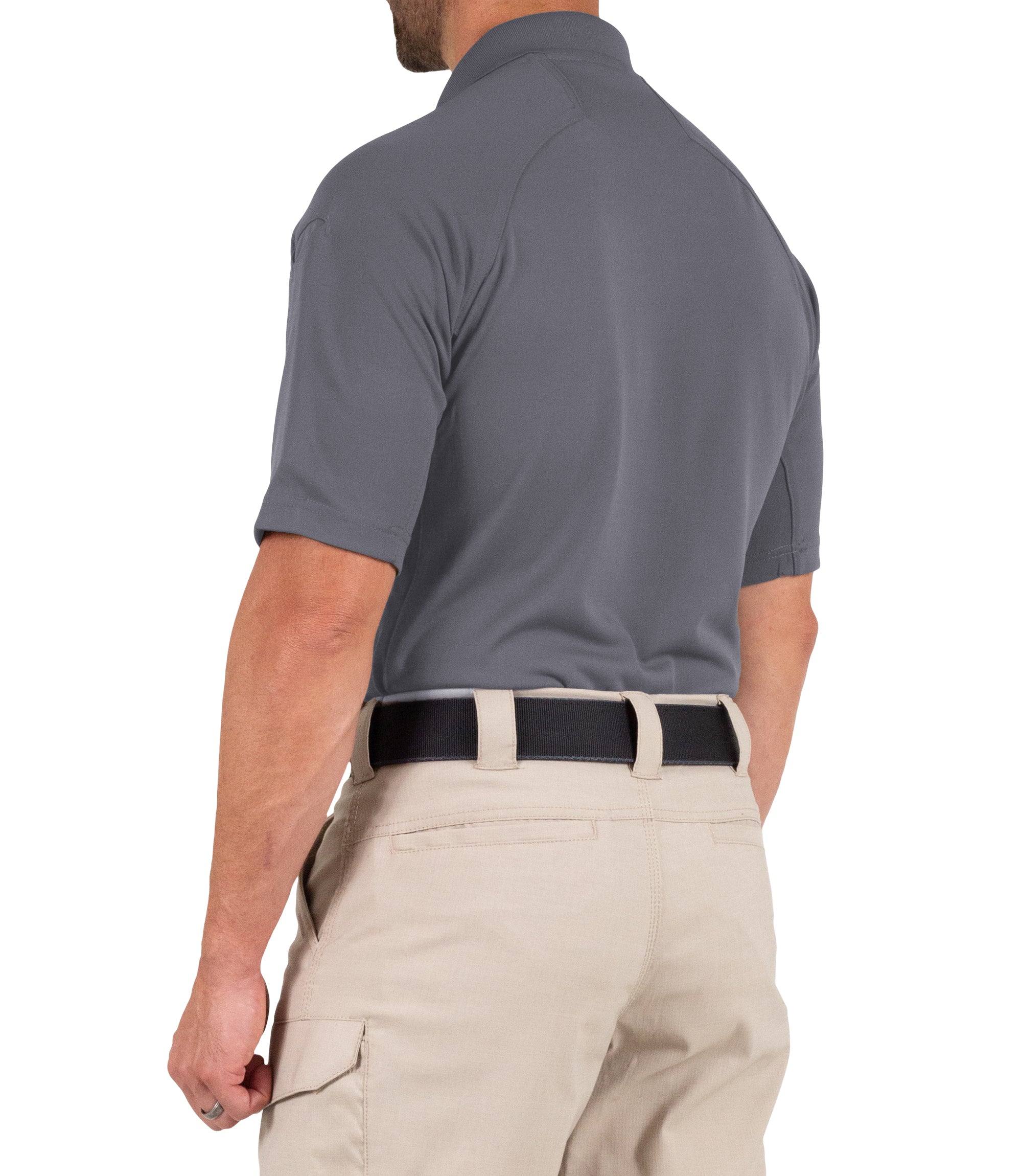 Side of Men's Performance Short Sleeve Polo in Wolf Grey |color_wolf grey