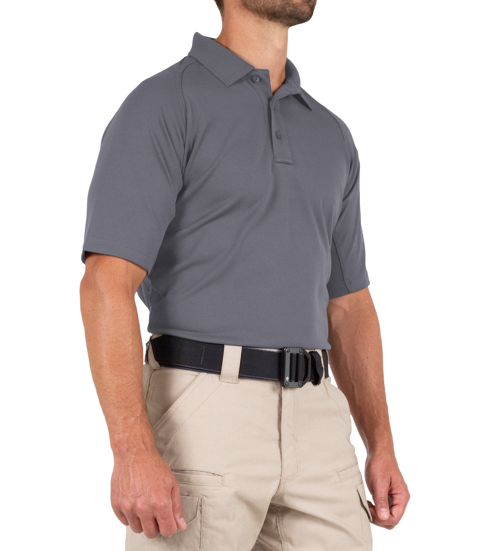 Side of Men's Performance Short Sleeve Polo in Wolf Grey |color_wolf grey
