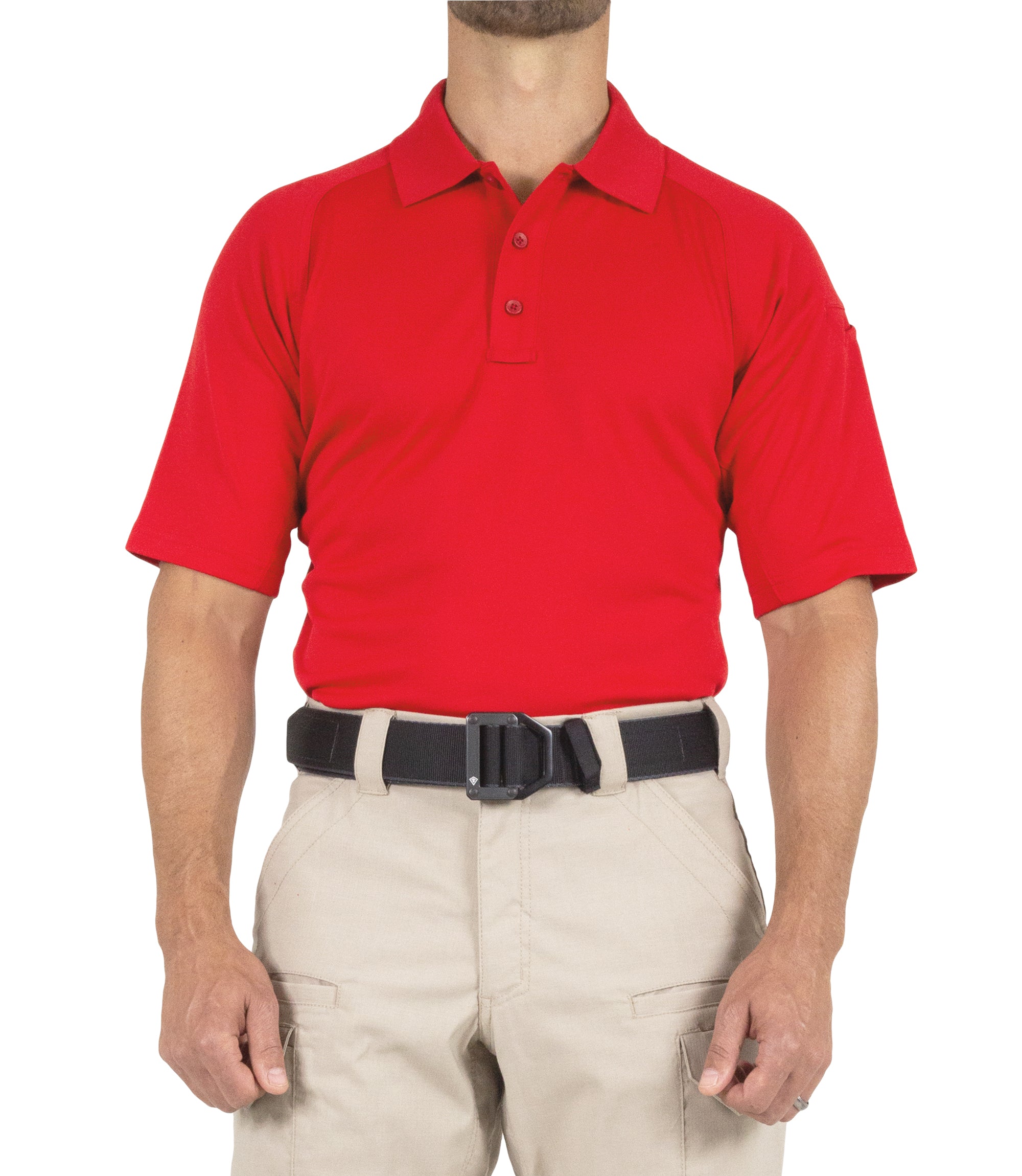 Front of Men's Performance Short Sleeve Polo in Red |color_red