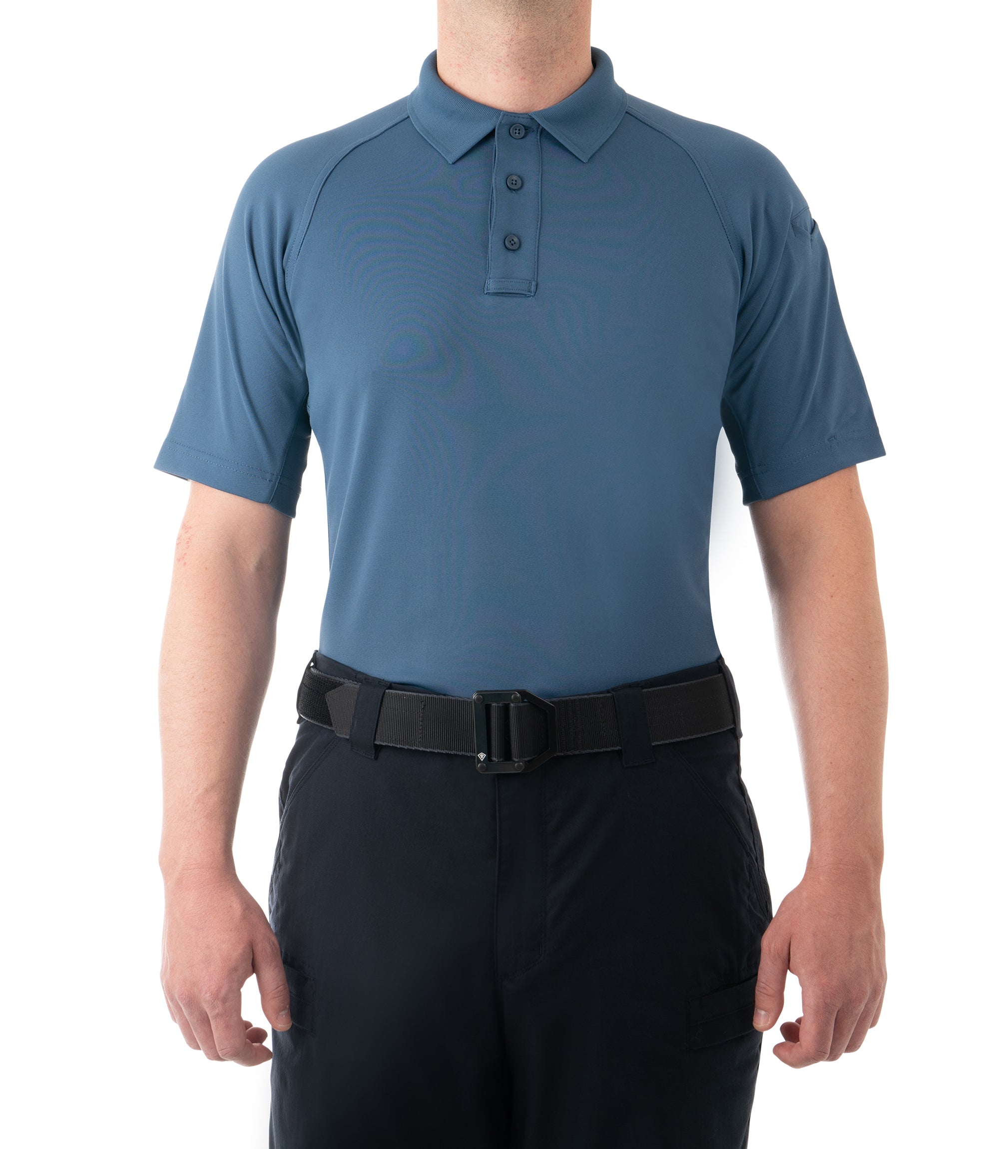 Front of Men's Performance Short Sleeve Polo in French Blue |color_french blue