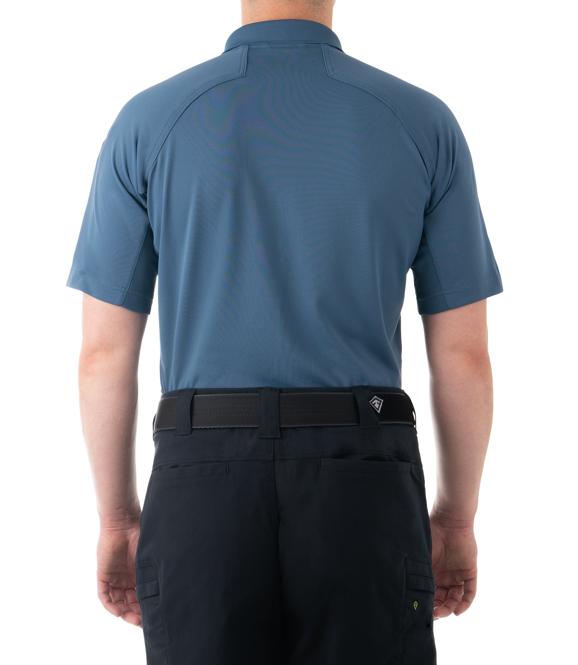 Back of Men's Performance Short Sleeve Polo in French Blue |color_french blue