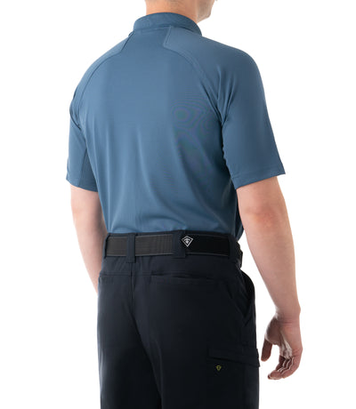 Side of Men's Performance Short Sleeve Polo in French Blue